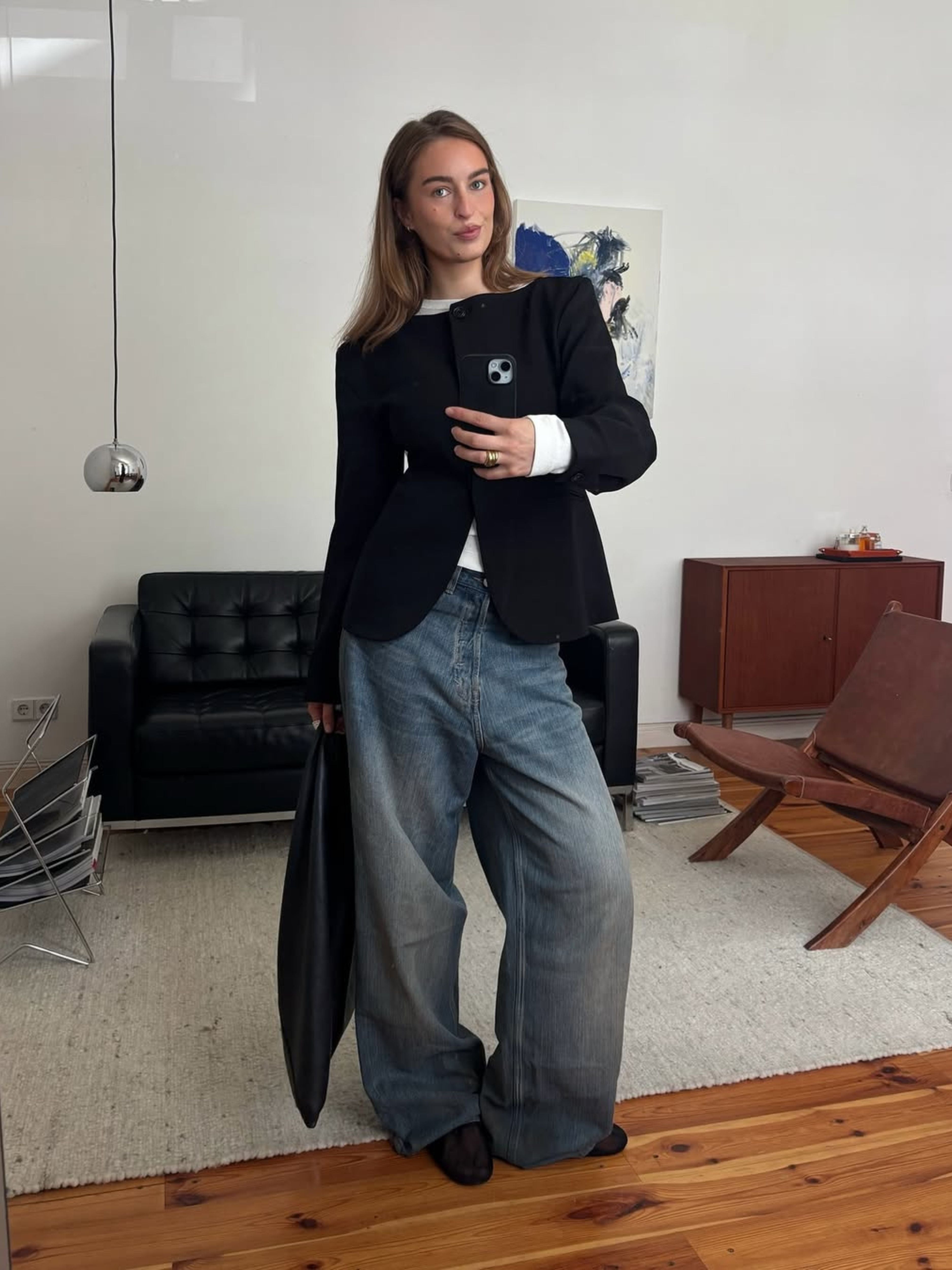 Tailored Fitted Vest with Boat Neck in Black