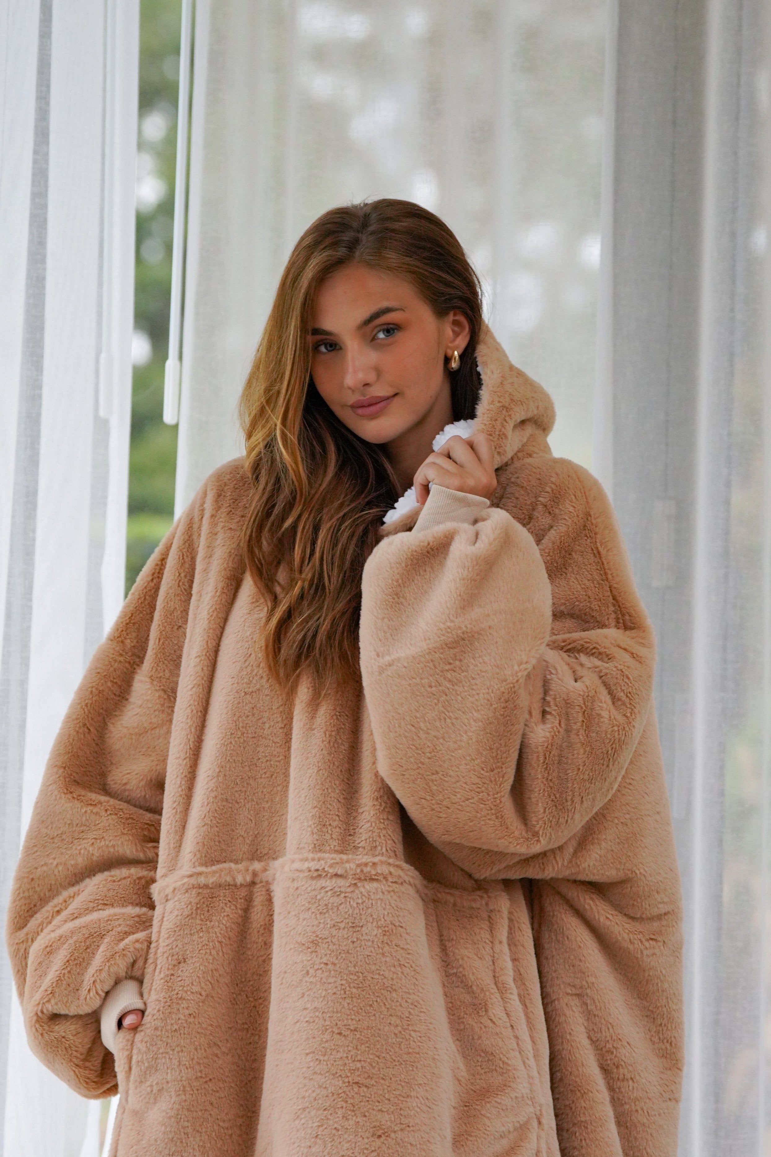 Oversized Hoodie with Hood Cinnamon