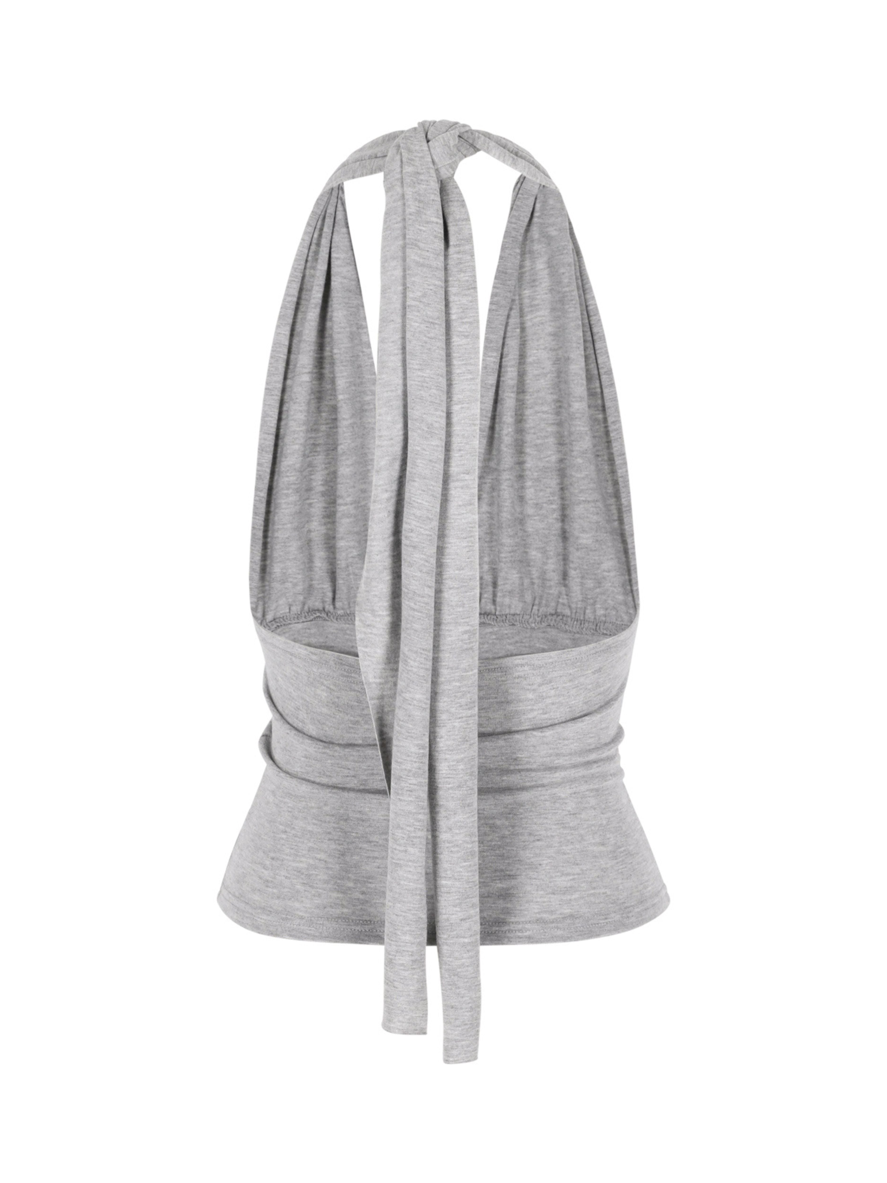 Deep V-Neck Gray Halter Top