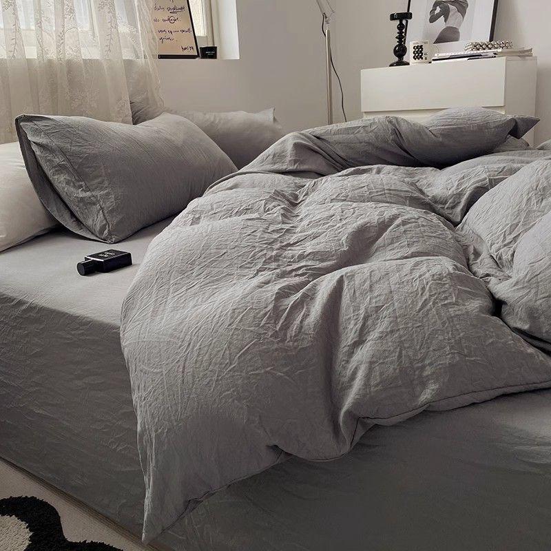 Solid Washed Duvet Set - Smoke