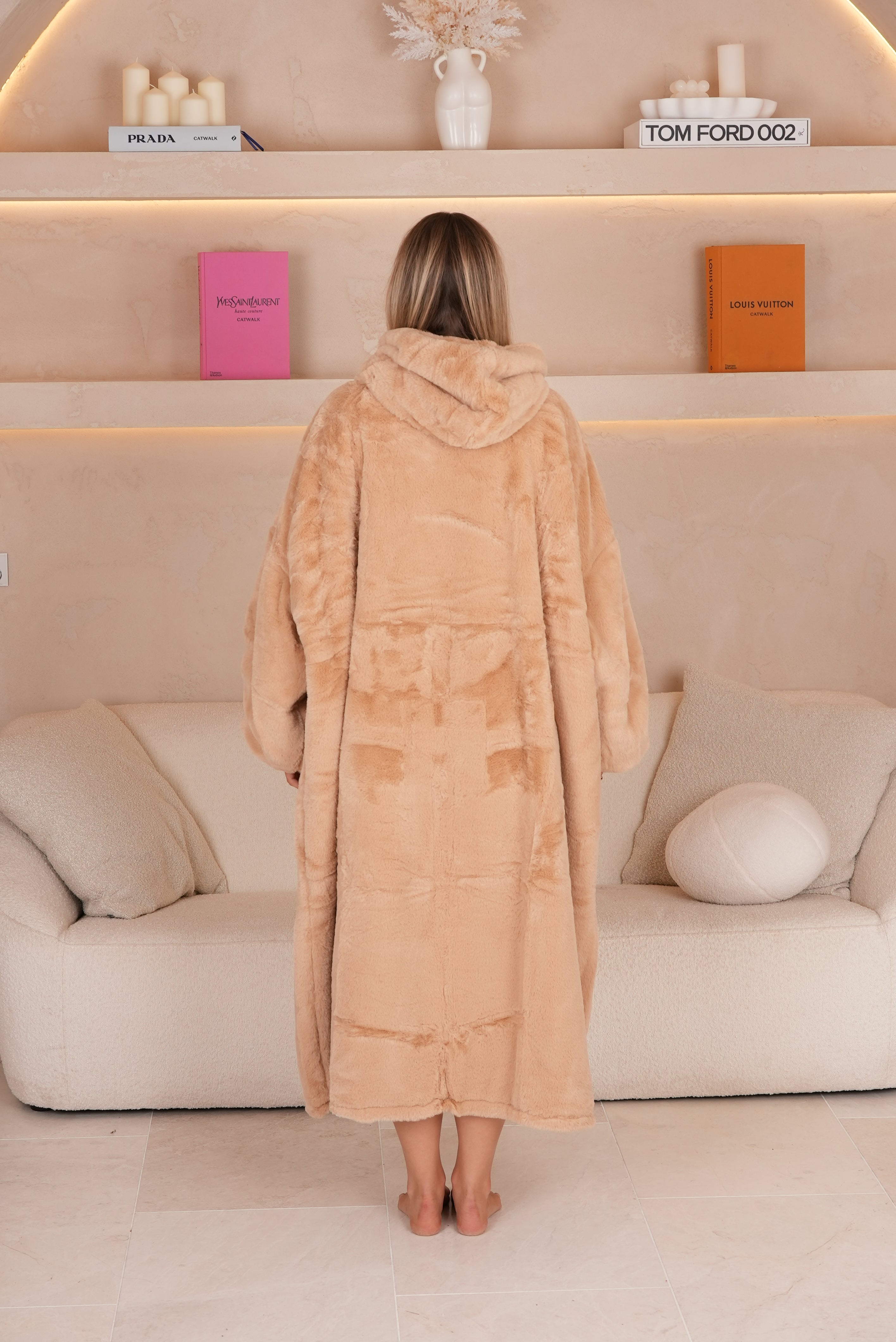 Oversized Hooded Long Cinnamon Sweatshirt