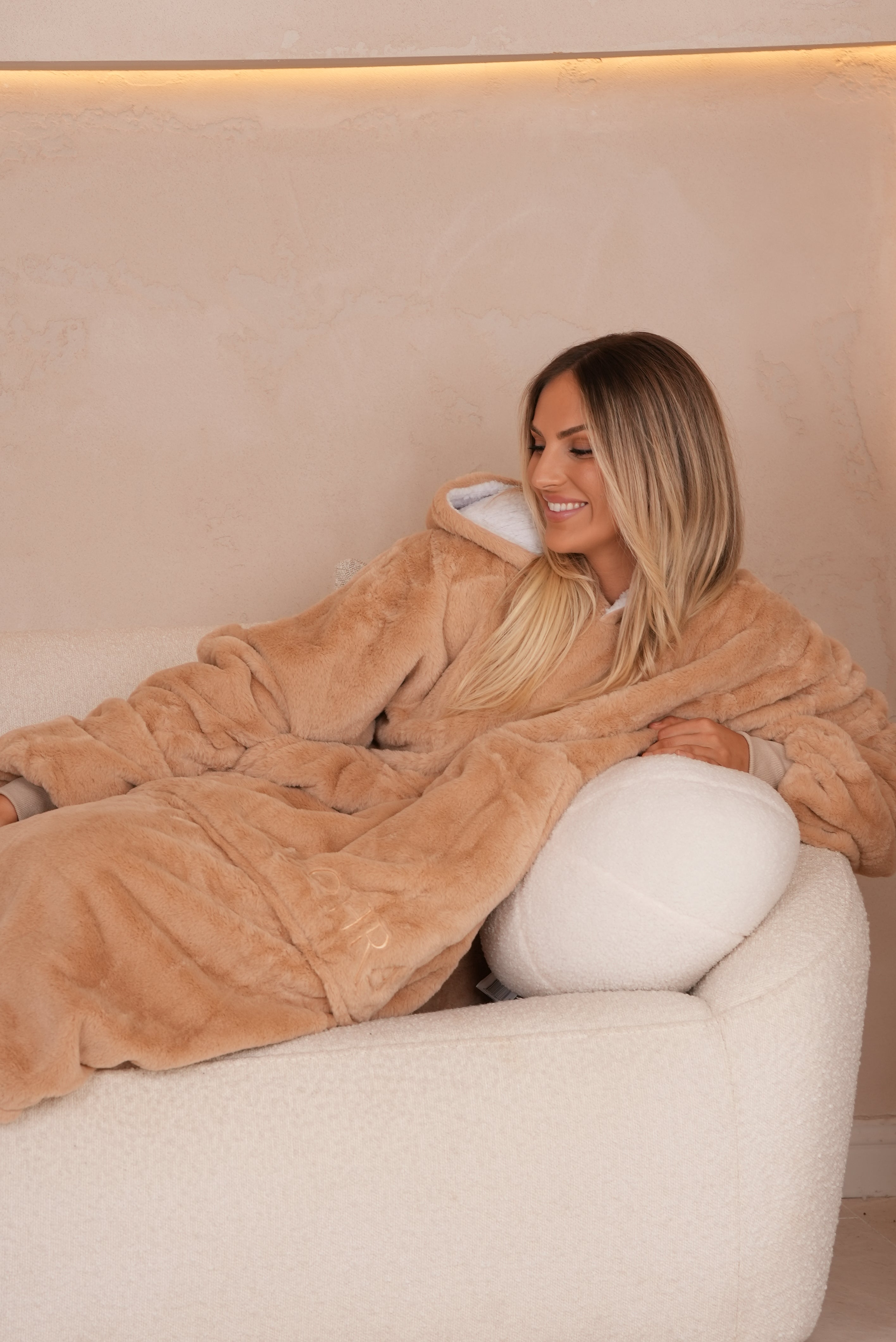 Oversized Hooded Long Cinnamon Sweatshirt