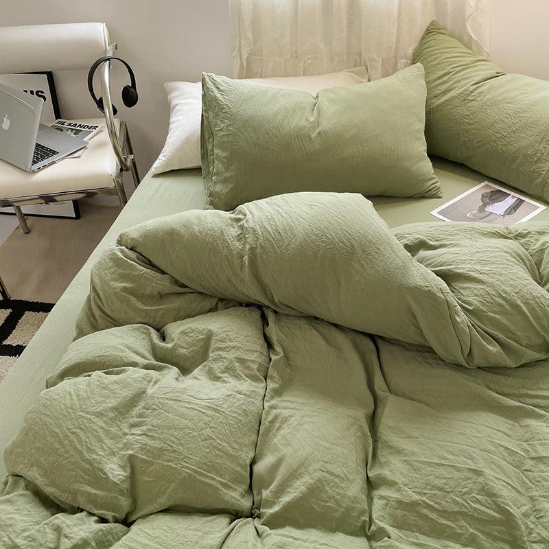 Solid Washed Duvet Set - Matcha