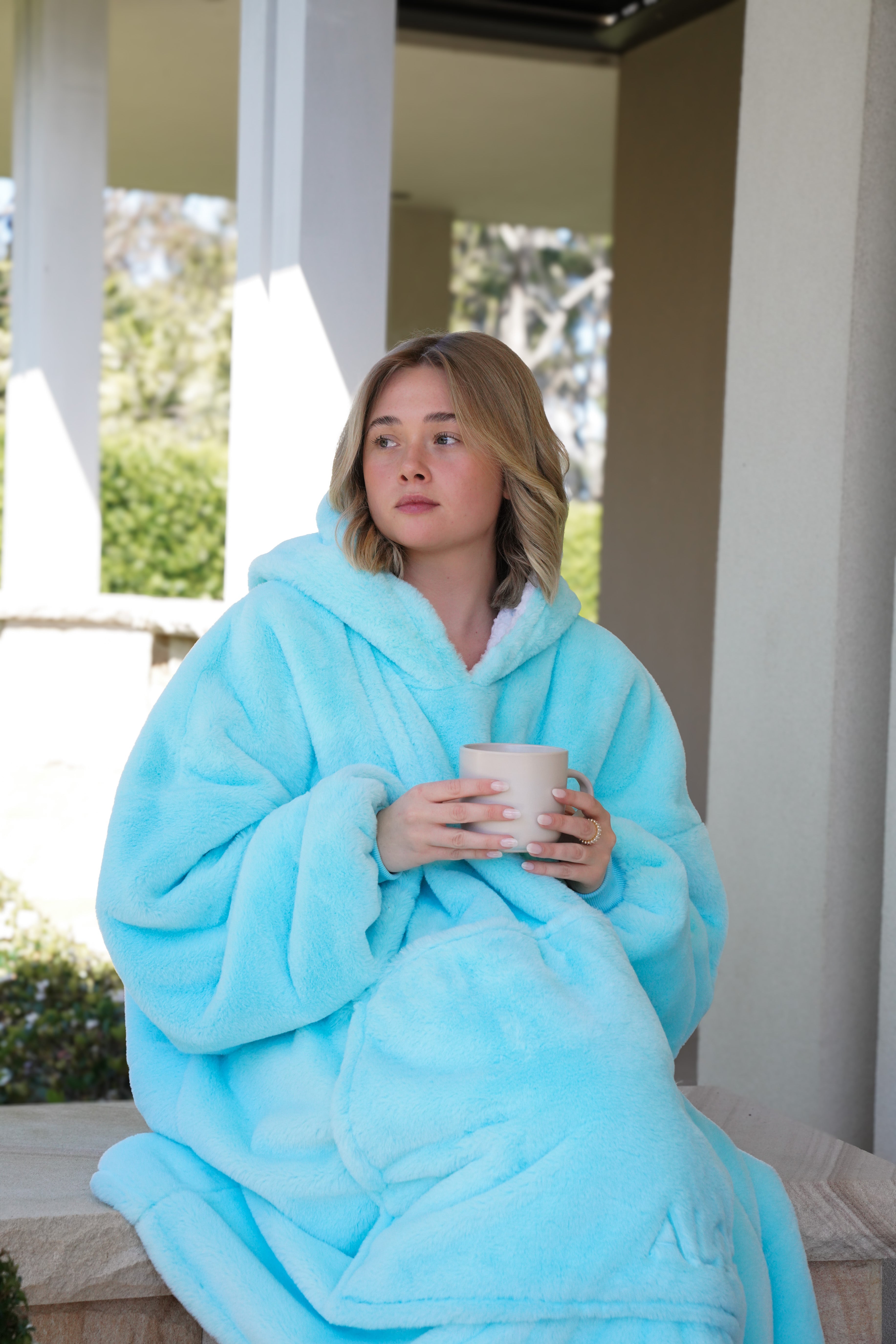 Oversized Hooded Blanket Sweatshirt Bubbles