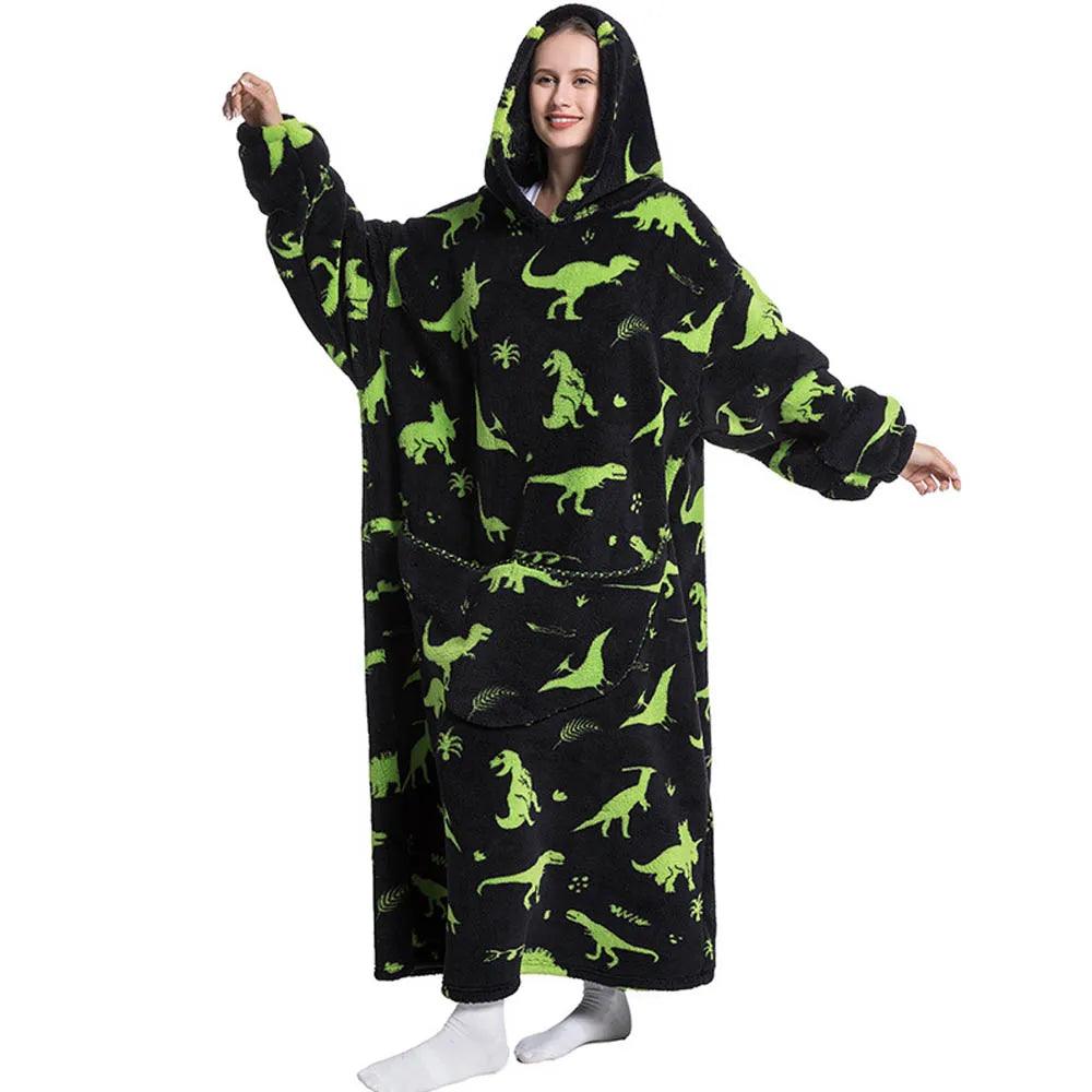 Oversized Hoodie with Dinosaur Print