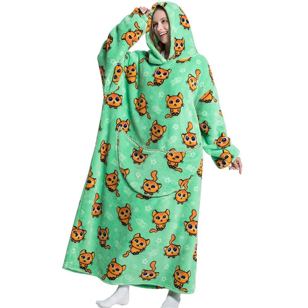 Oversized Hoodie with Orange Kittens