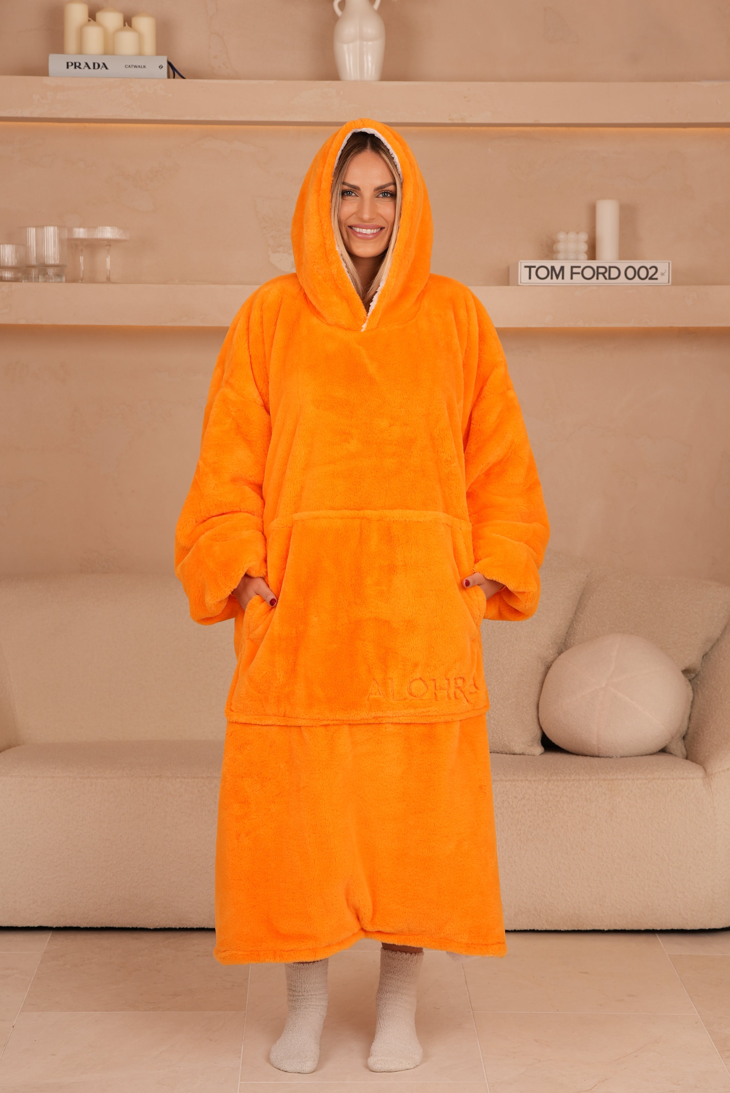 Oversized Hoodie Long Papaya