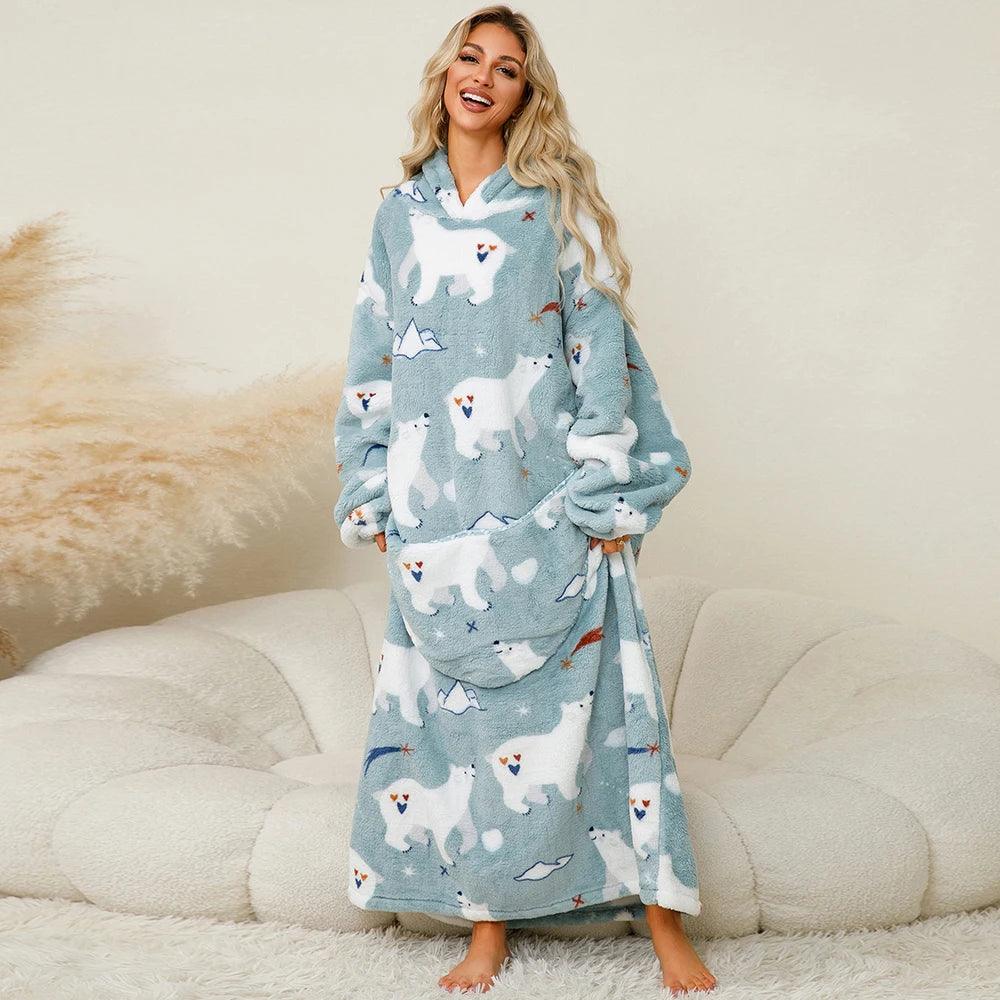 Oversized Hoodie with Polar Bear Design