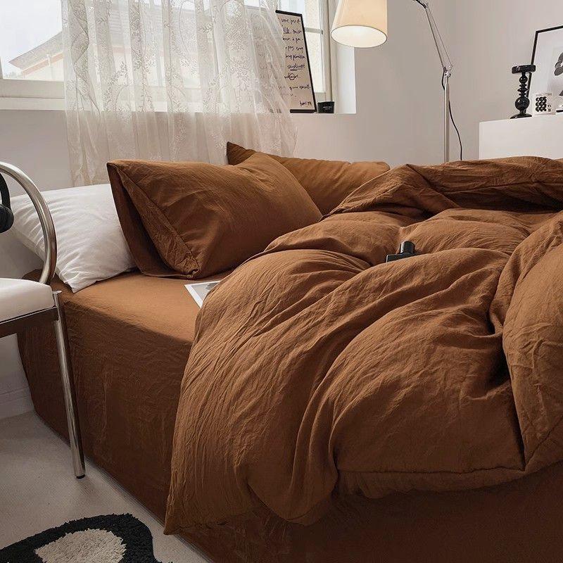 Solid Washed Duvet - Brown