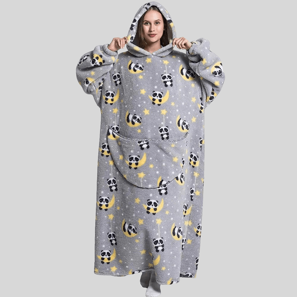 Oversized Hoodie with Panda on the Moon