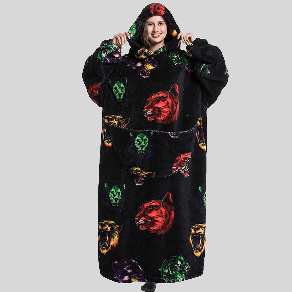 Oversized Hoodie with Feline Design