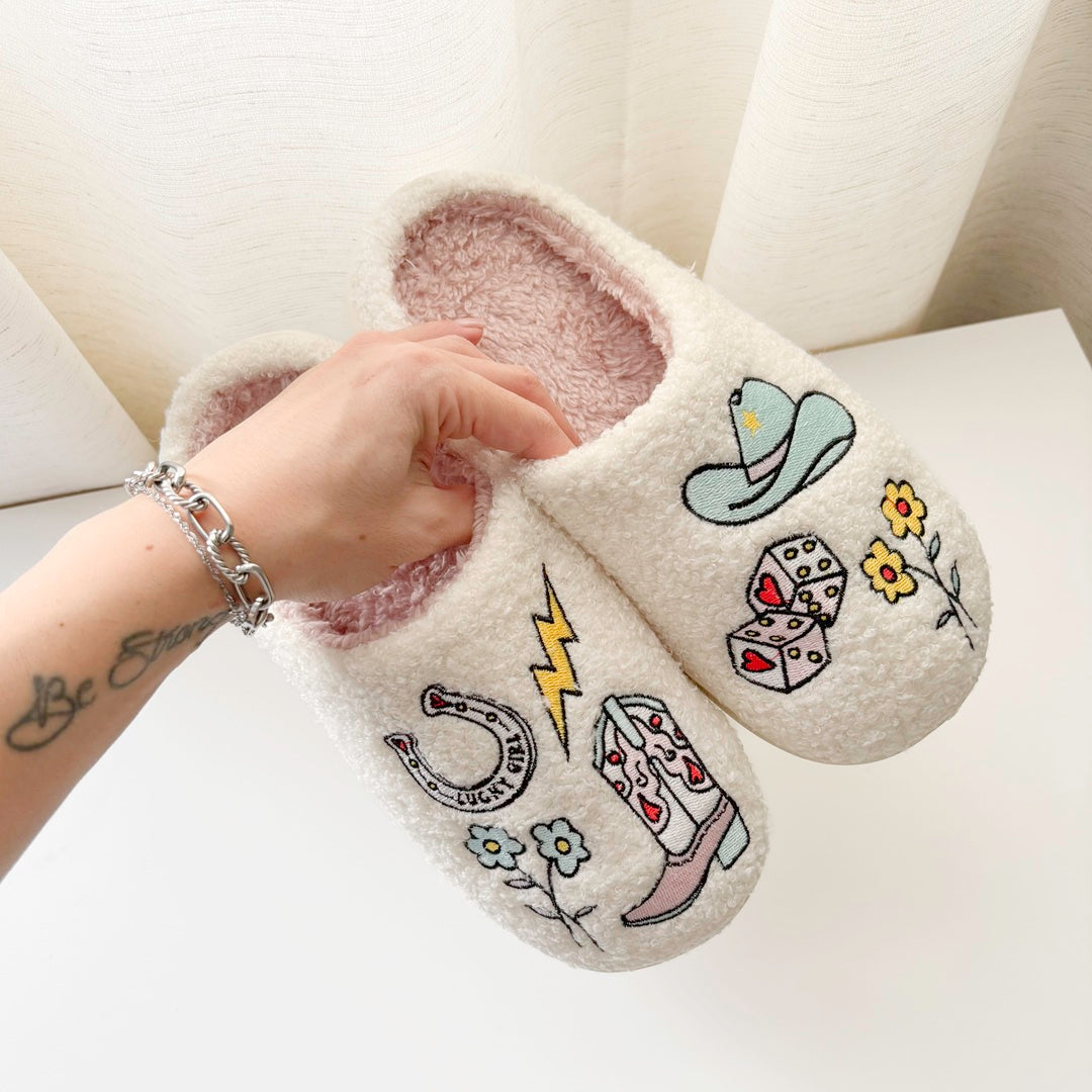 Cowgirl Charm Plush Slippers