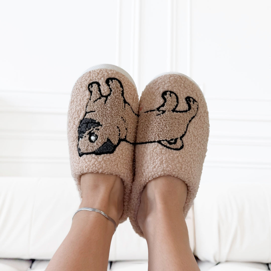 Plush Pug Frenchie Slippers