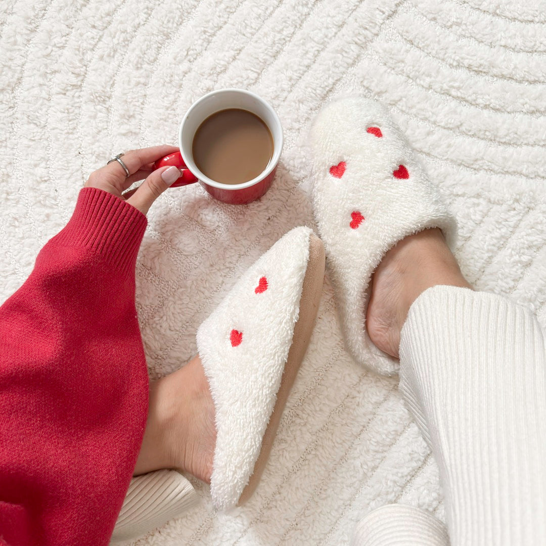 Plush Slippers Mini Hearts