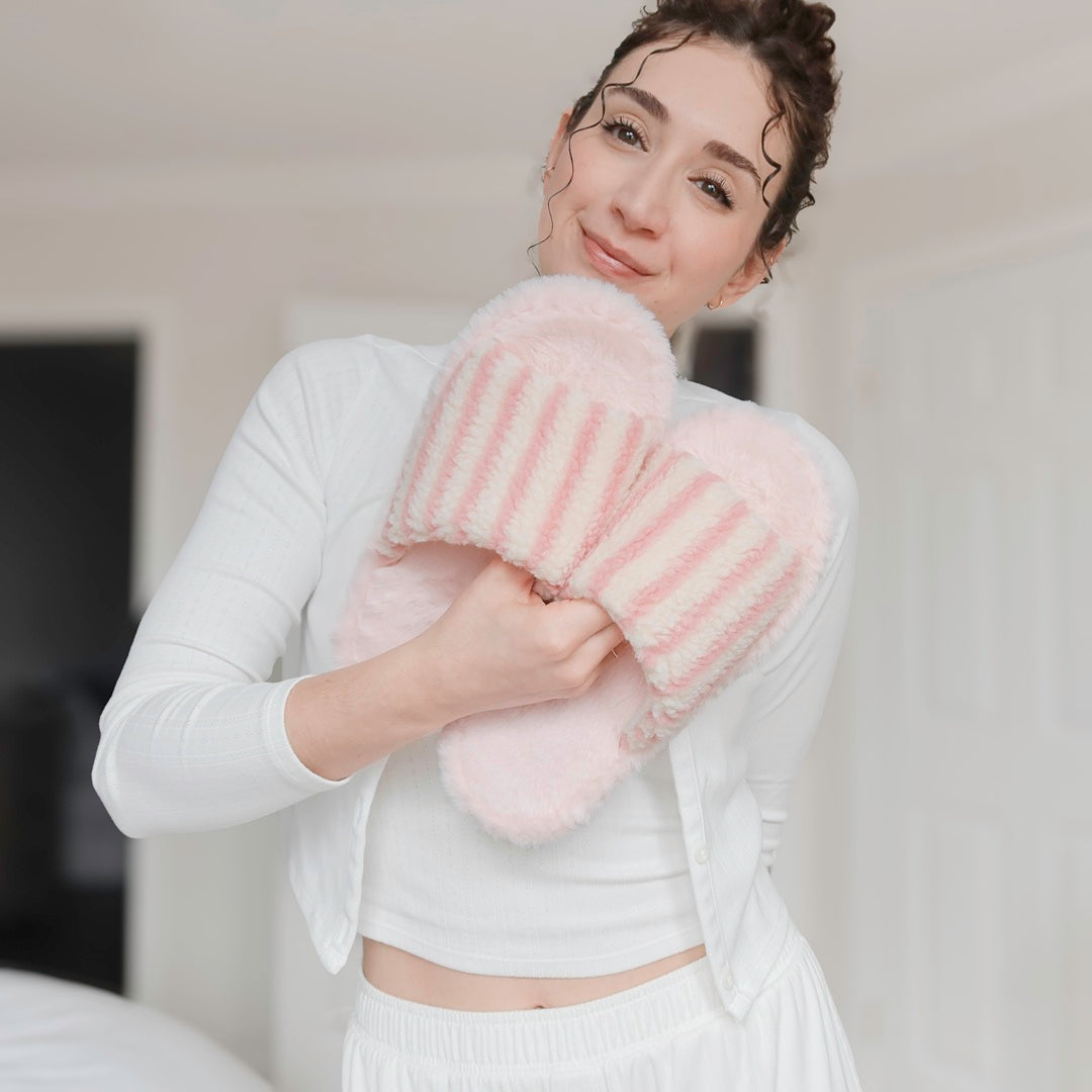 Alicia Plush Striped Slippers