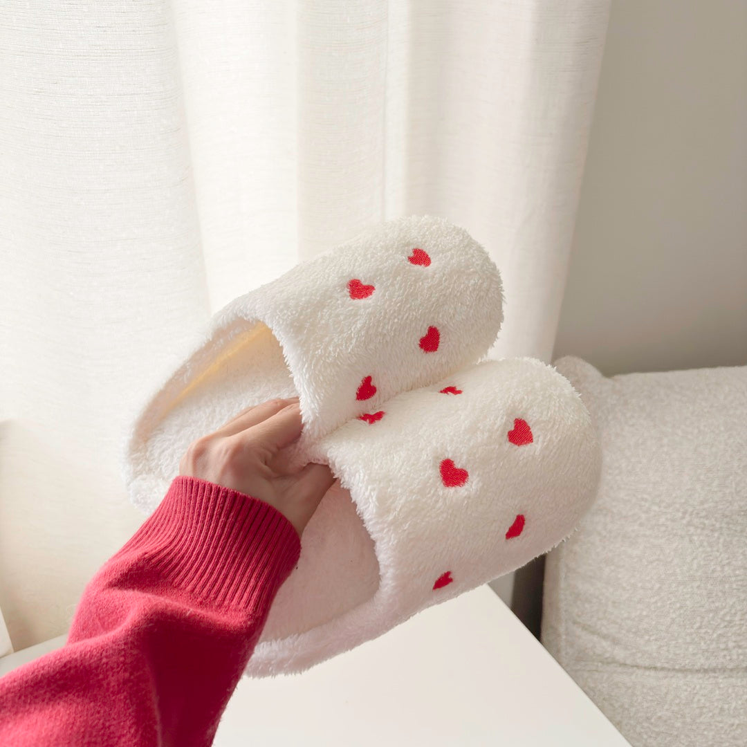 Plush Slippers Mini Hearts