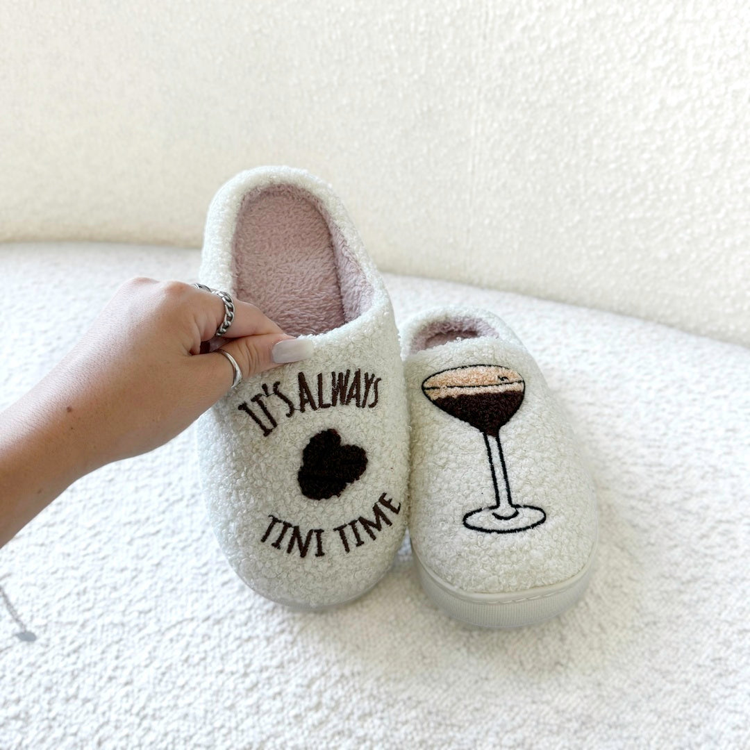 Plush Espresso Martini Slippers