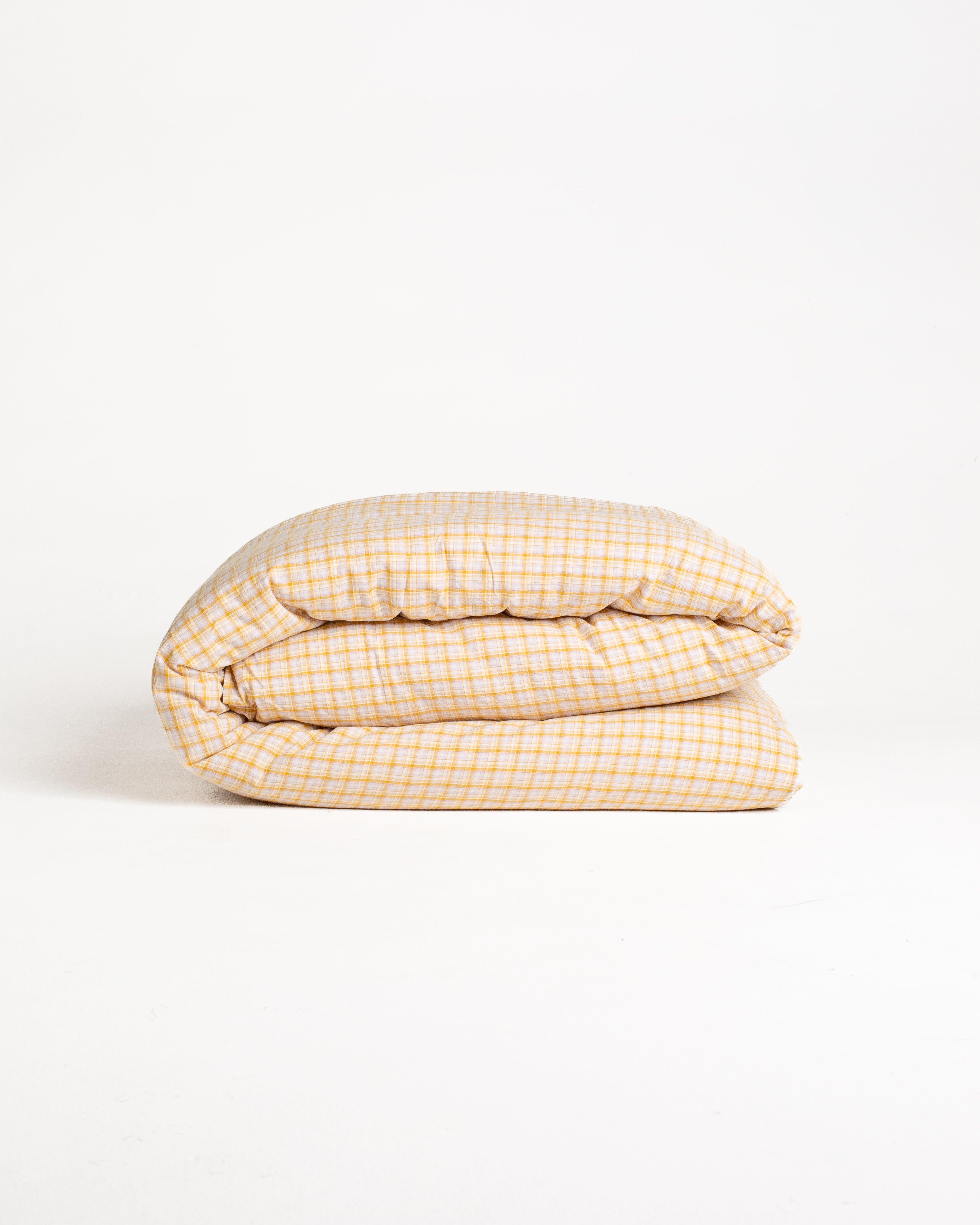 Cotton Check Duvet - Limoncello