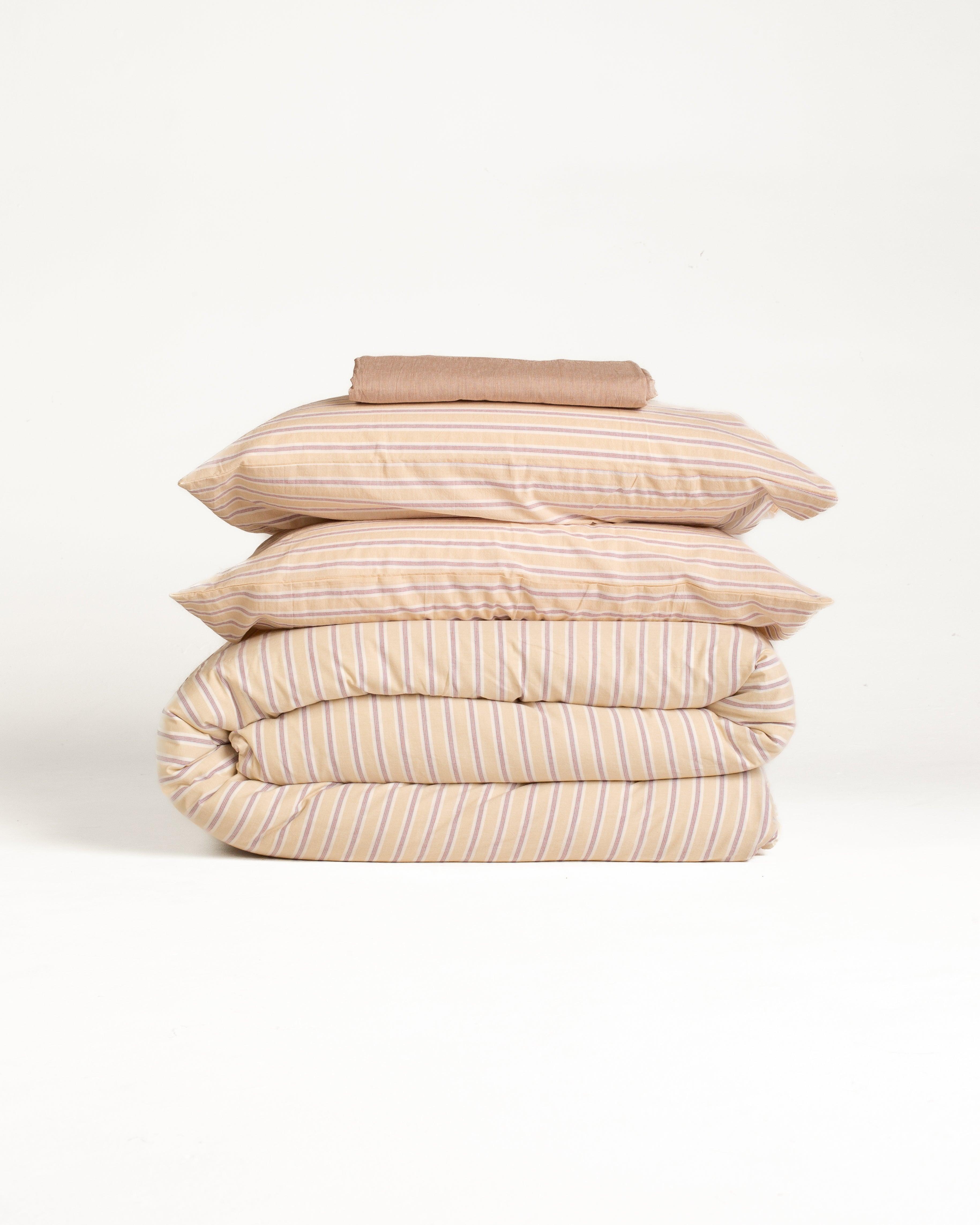 Striped Duvet Set - Cream