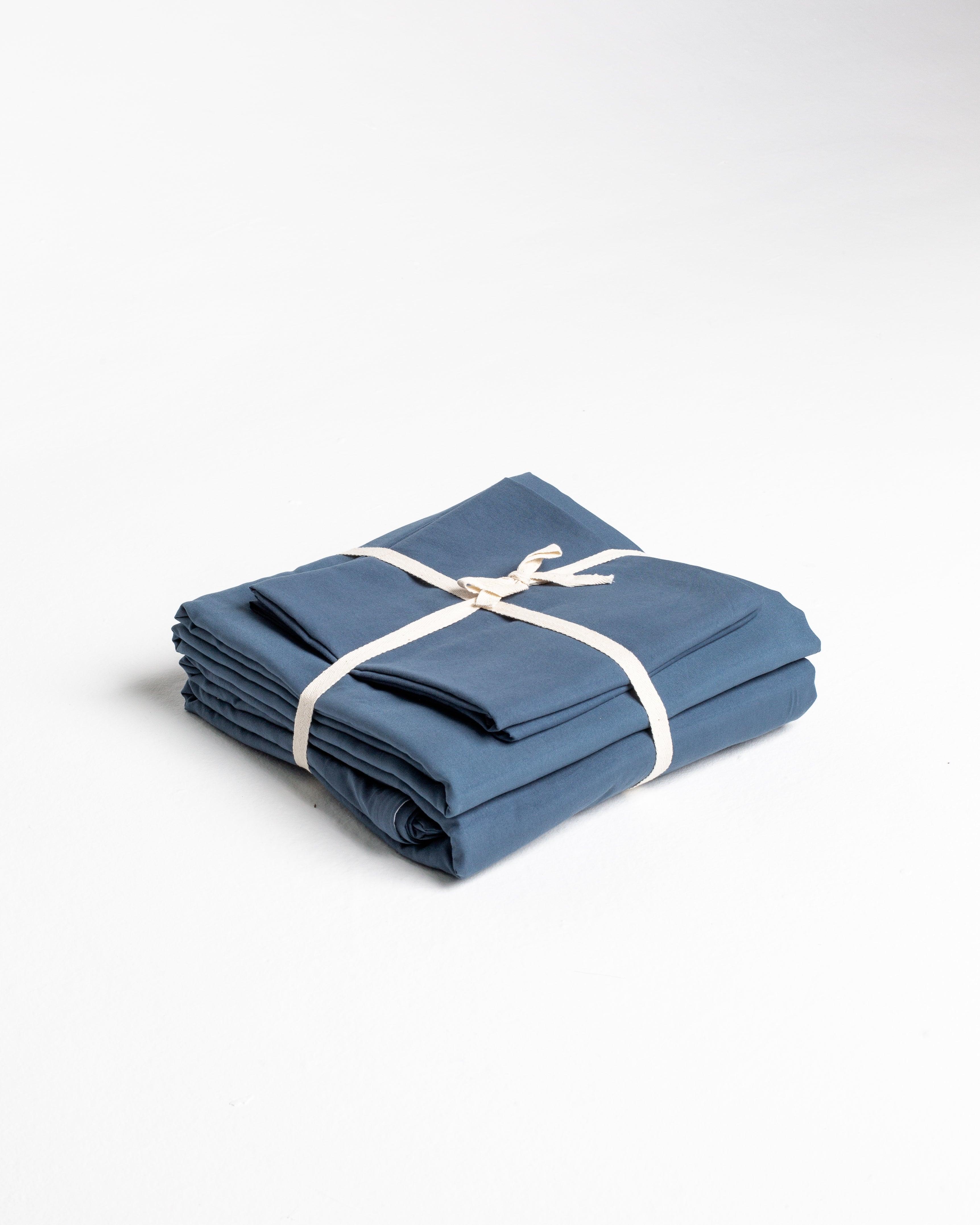 Solid Washed Duvet Set - Navy