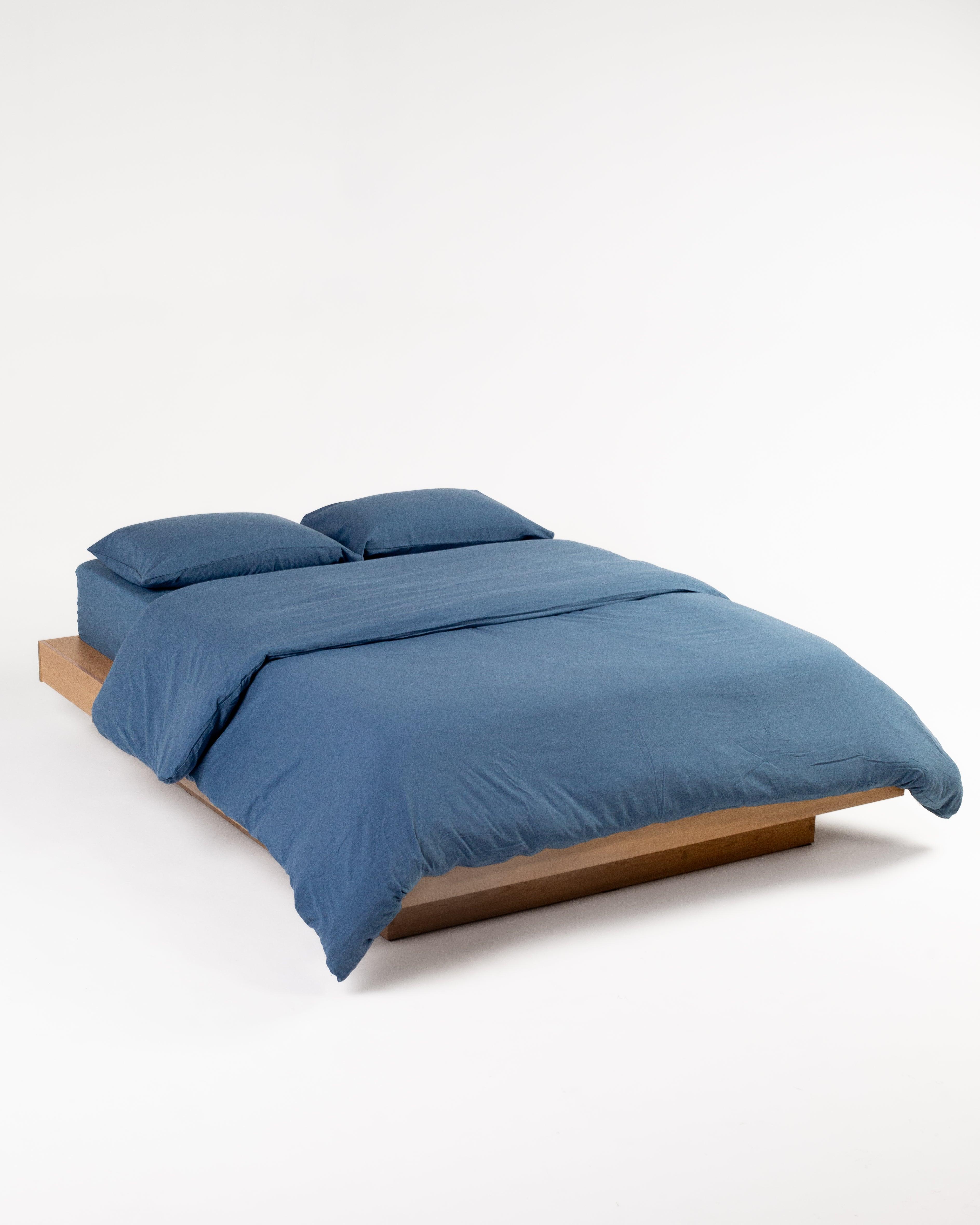 Solid Washed Cotton Duvet - Navy