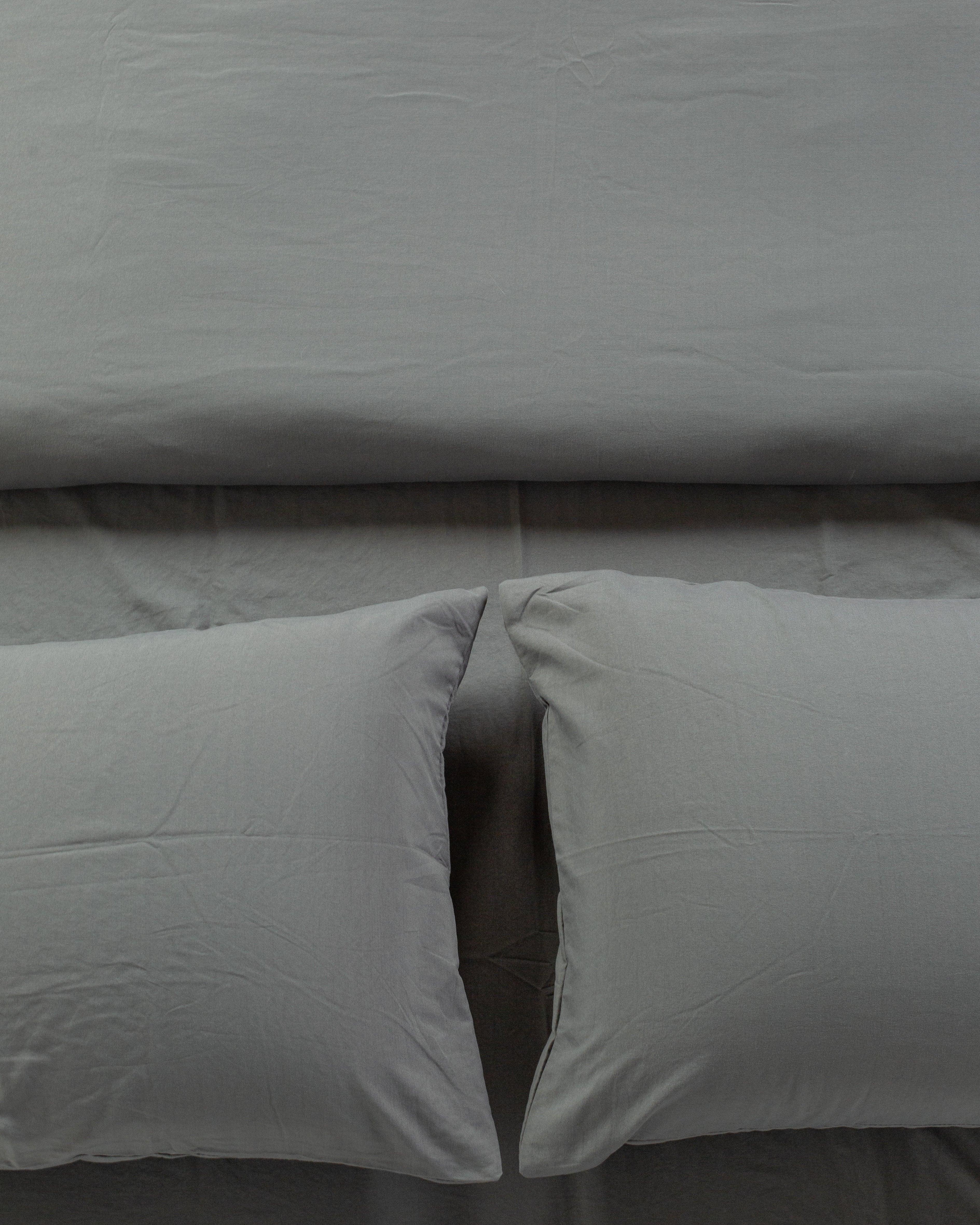 Solid Washed Duvet Set - Smoke