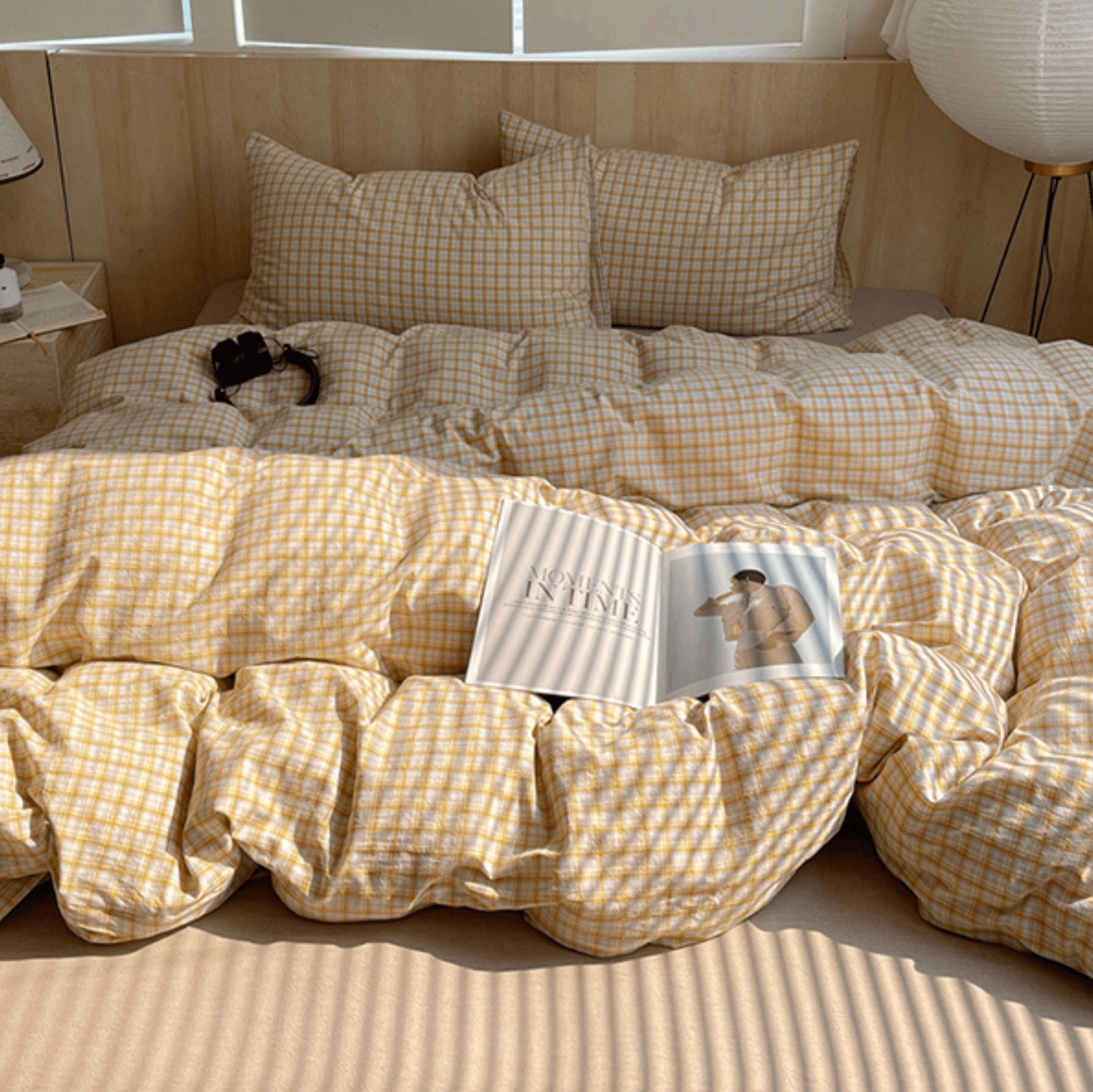 Cotton Check Duvet - Limoncello