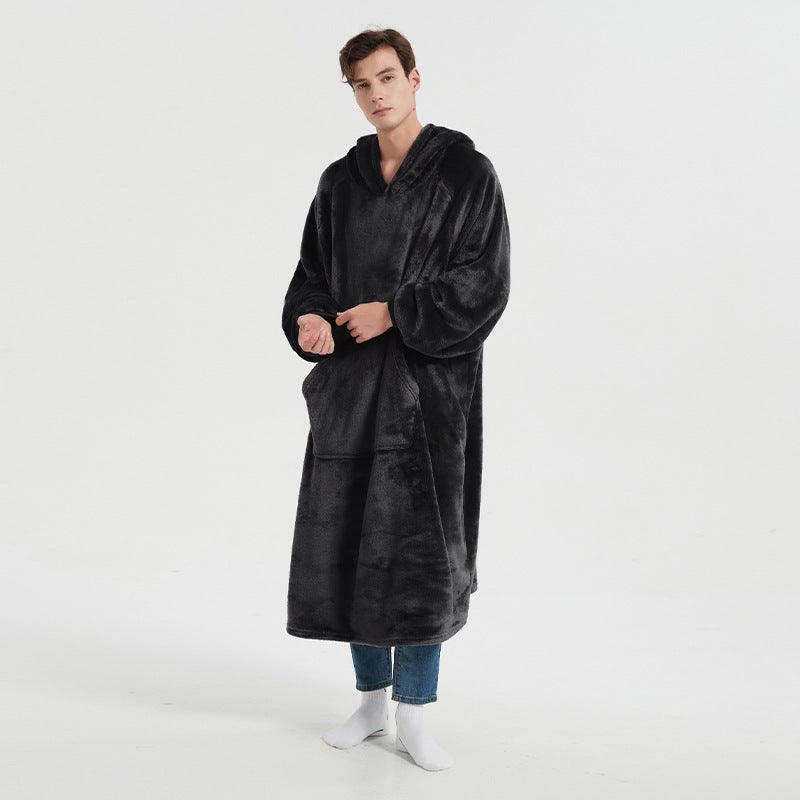 Long Hooded Oversized Black Sweatshirt