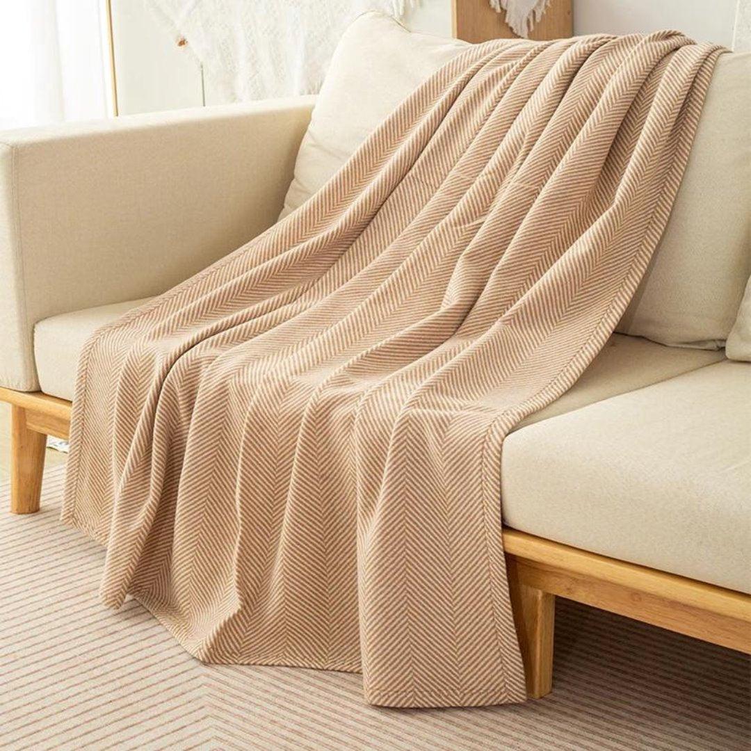 Cobertor de Lã Conforto com Padrão Herringbone - Pofli