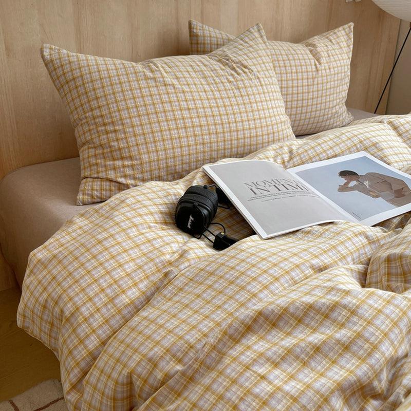 Cotton Check Duvet - Limoncello