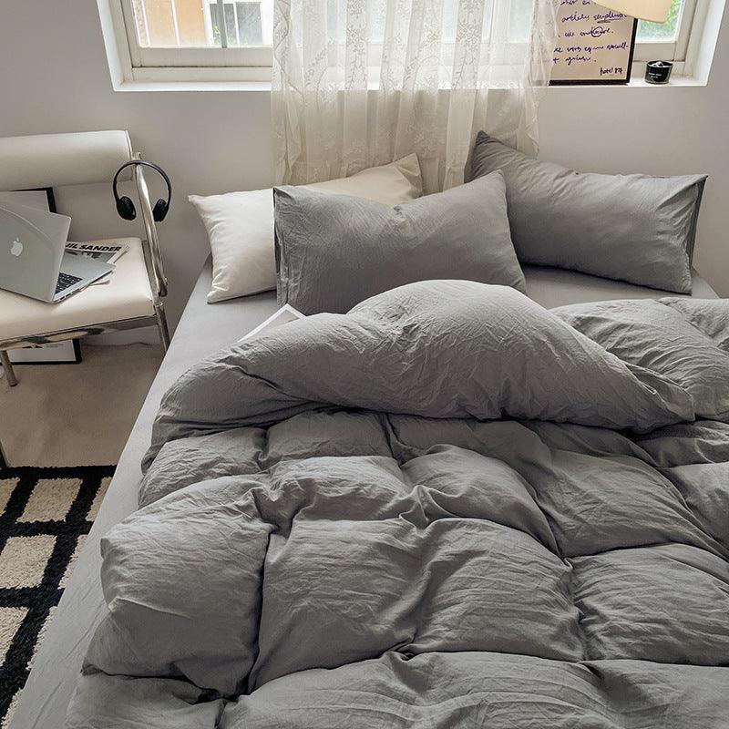 Solid Washed Duvet Set - Smoke