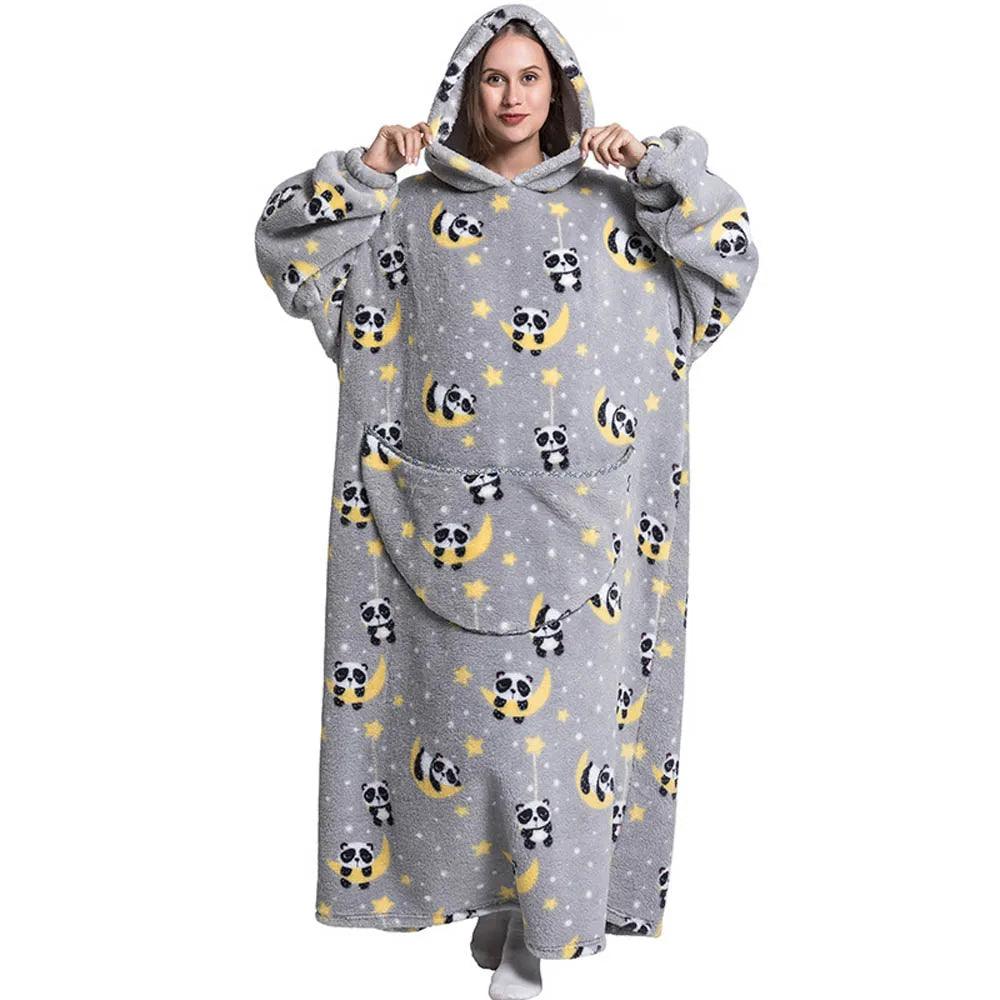 Oversized Hoodie with Panda on the Moon