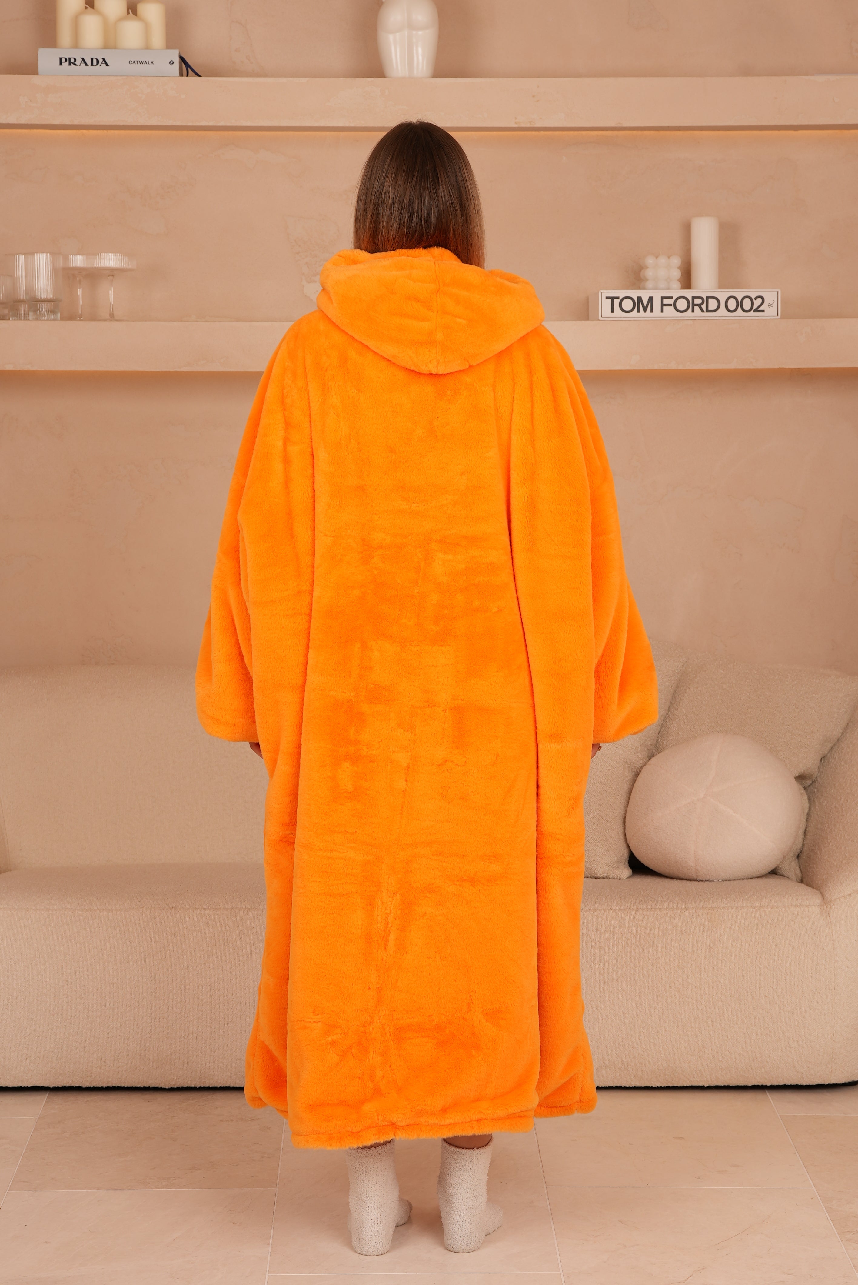 Oversized Hoodie Long Papaya