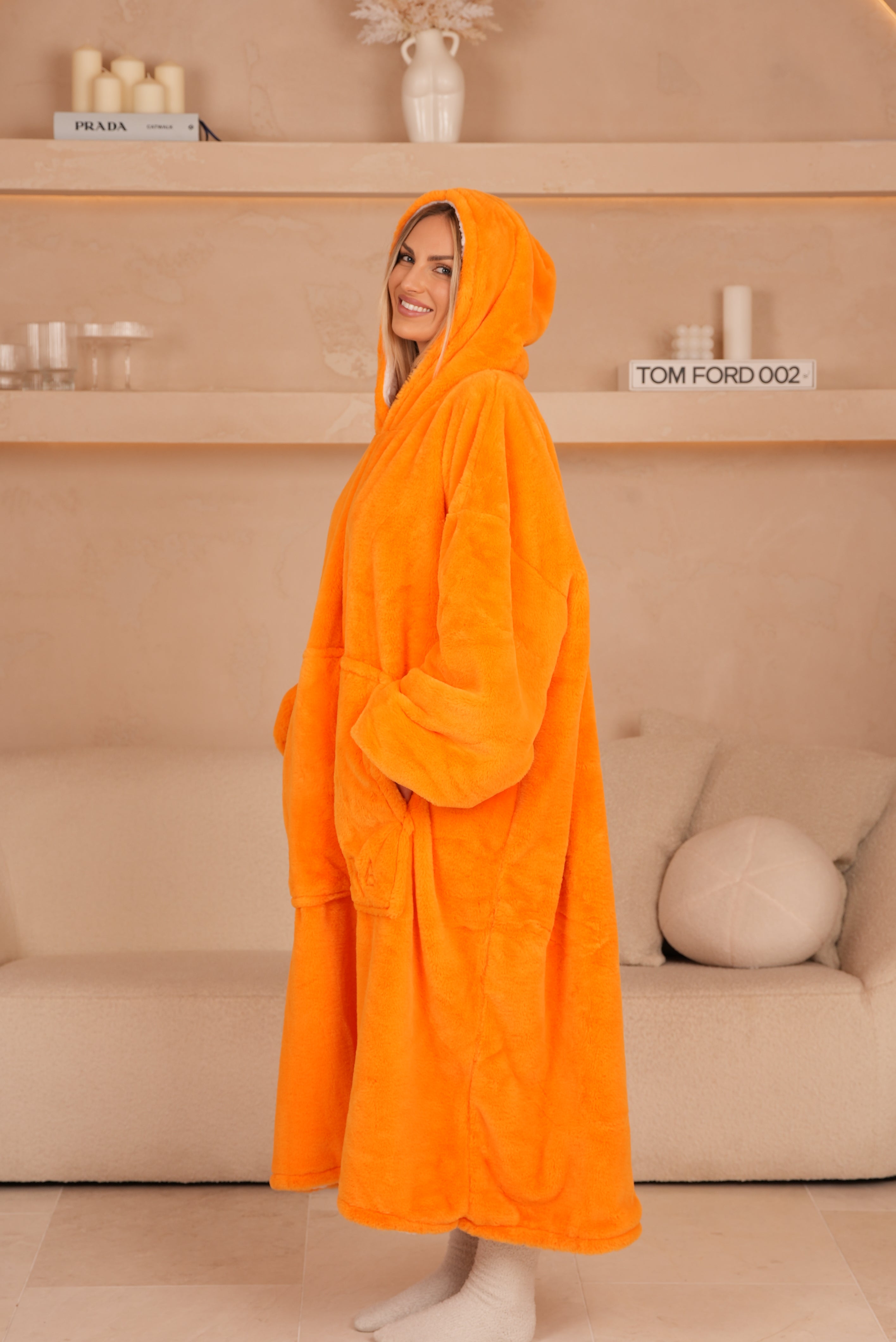 Oversized Hoodie Long Papaya