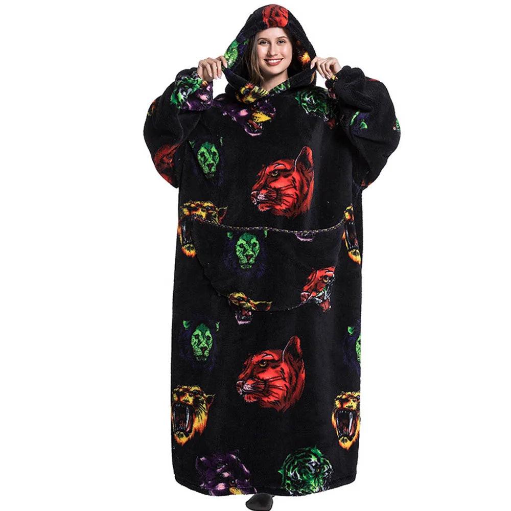 Oversized Hoodie with Feline Design