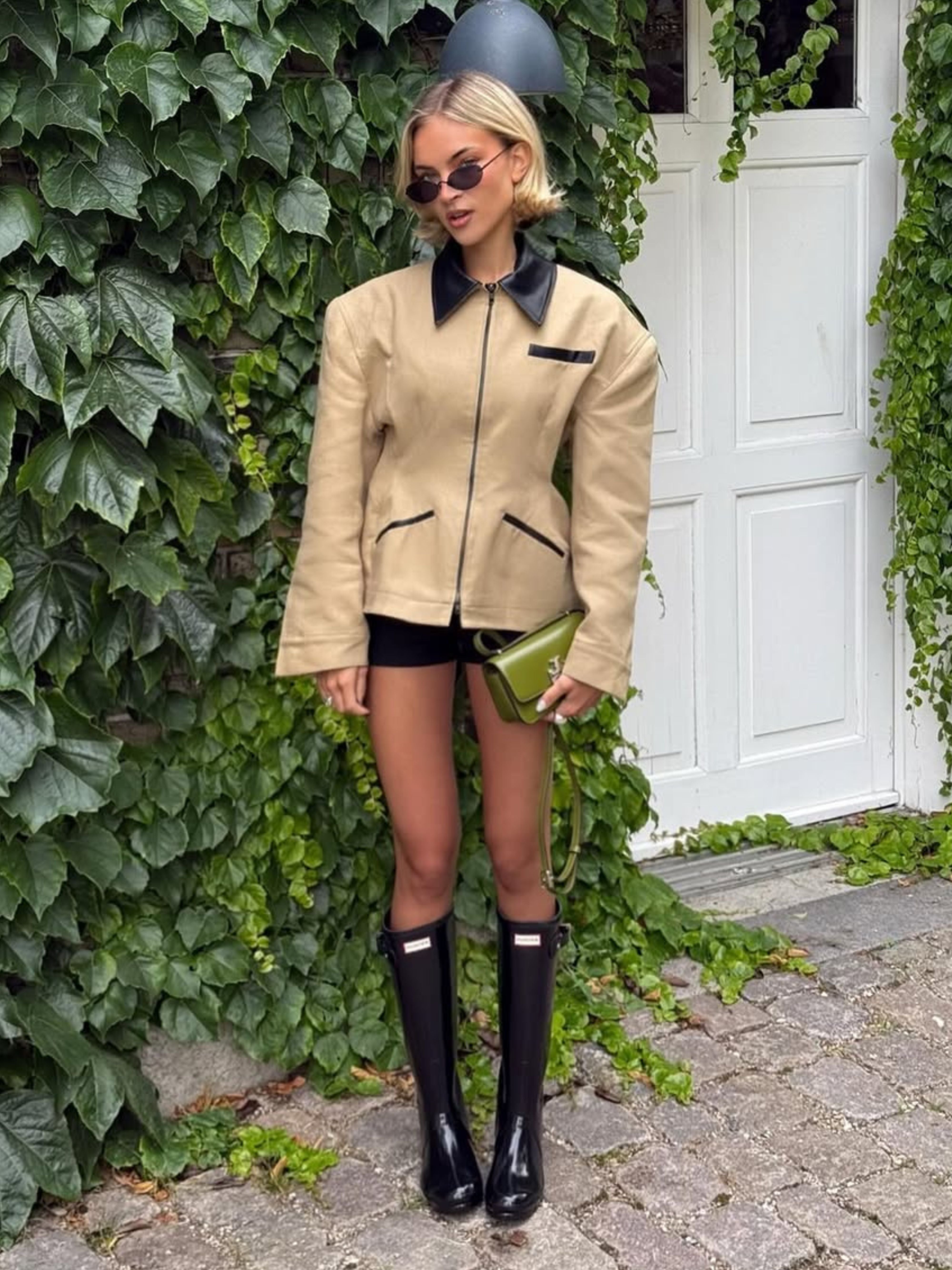 Caramel Cinched Vest with Contrast Collar