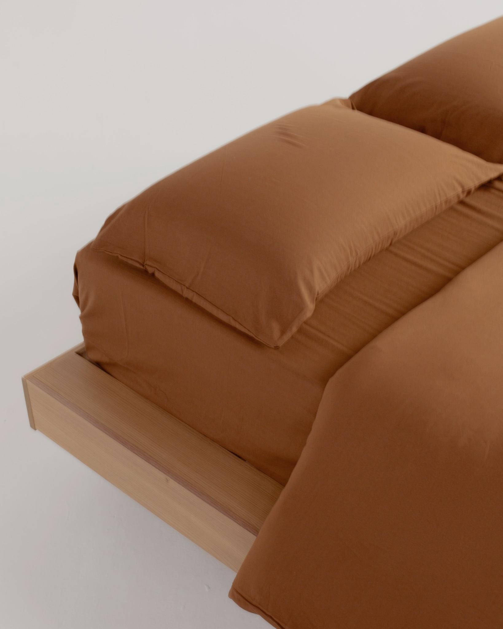 Solid Washed Duvet Set - Brown