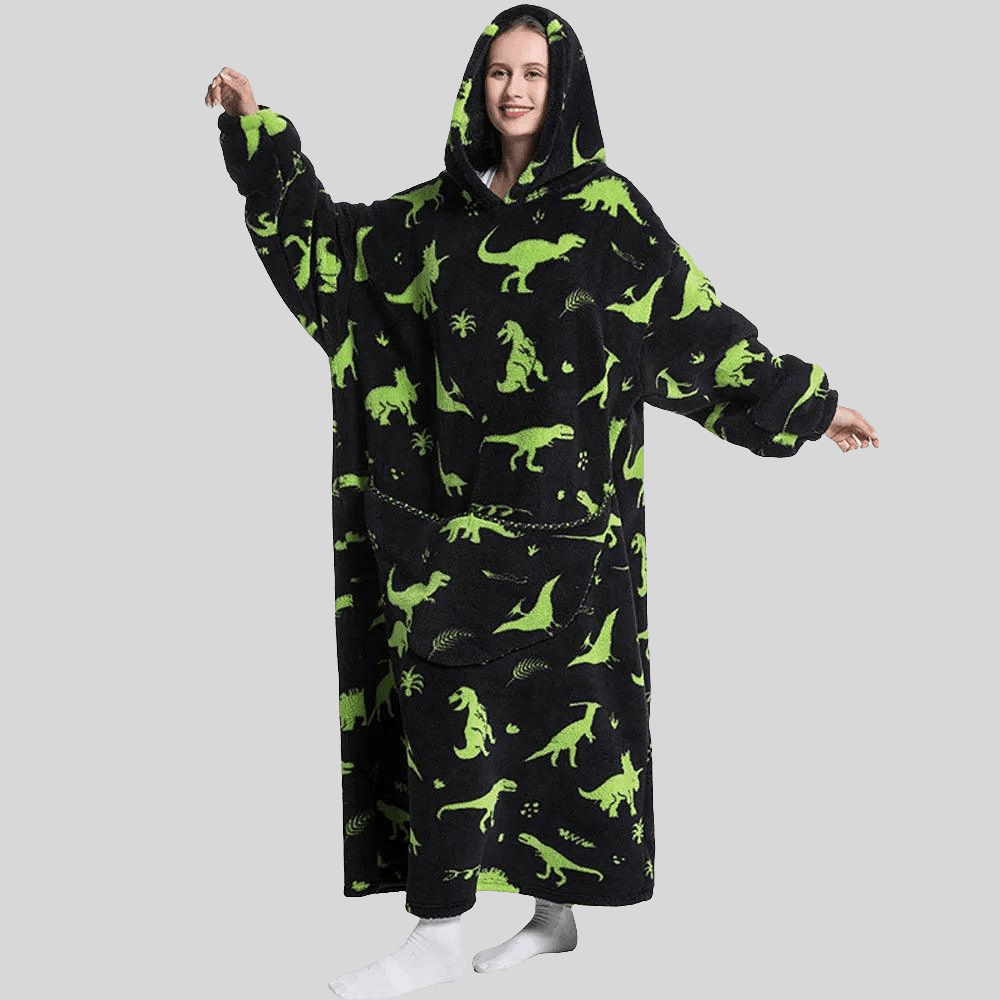 Oversized Hoodie with Dinosaur Print