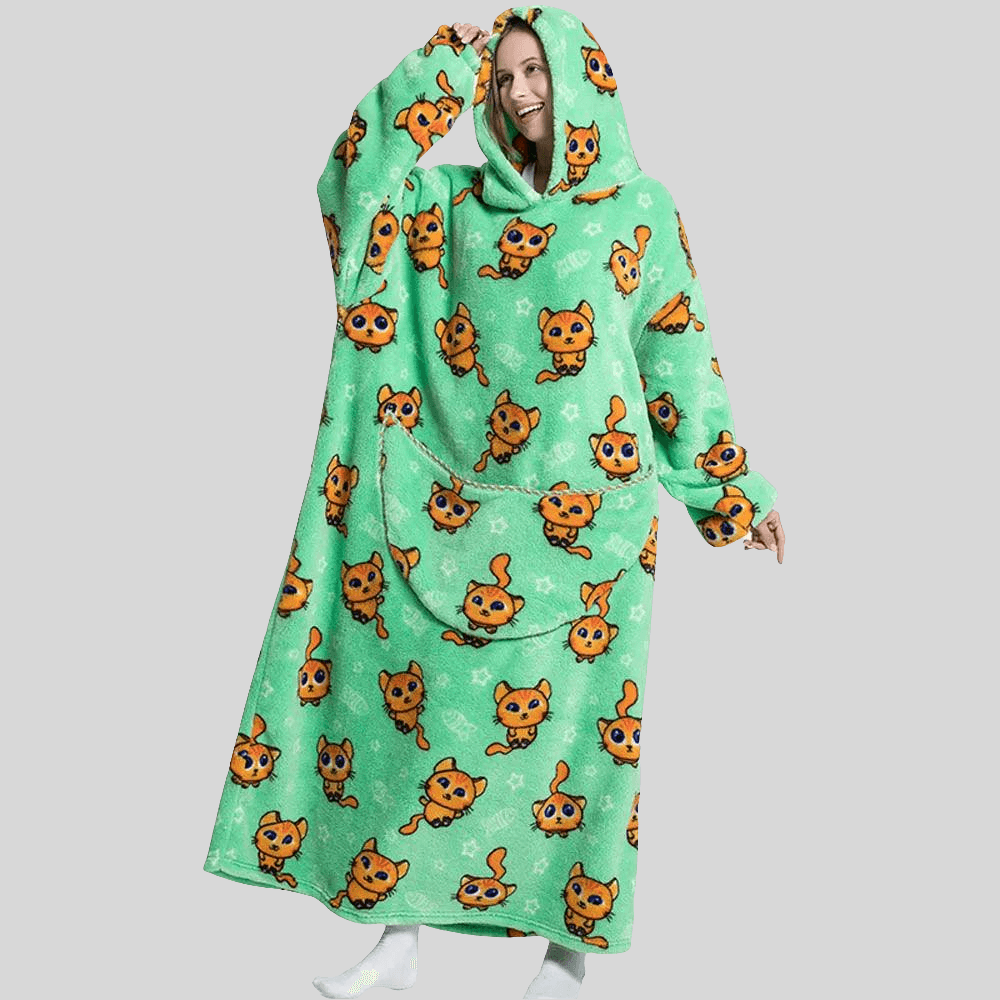 Oversized Hoodie with Orange Kittens
