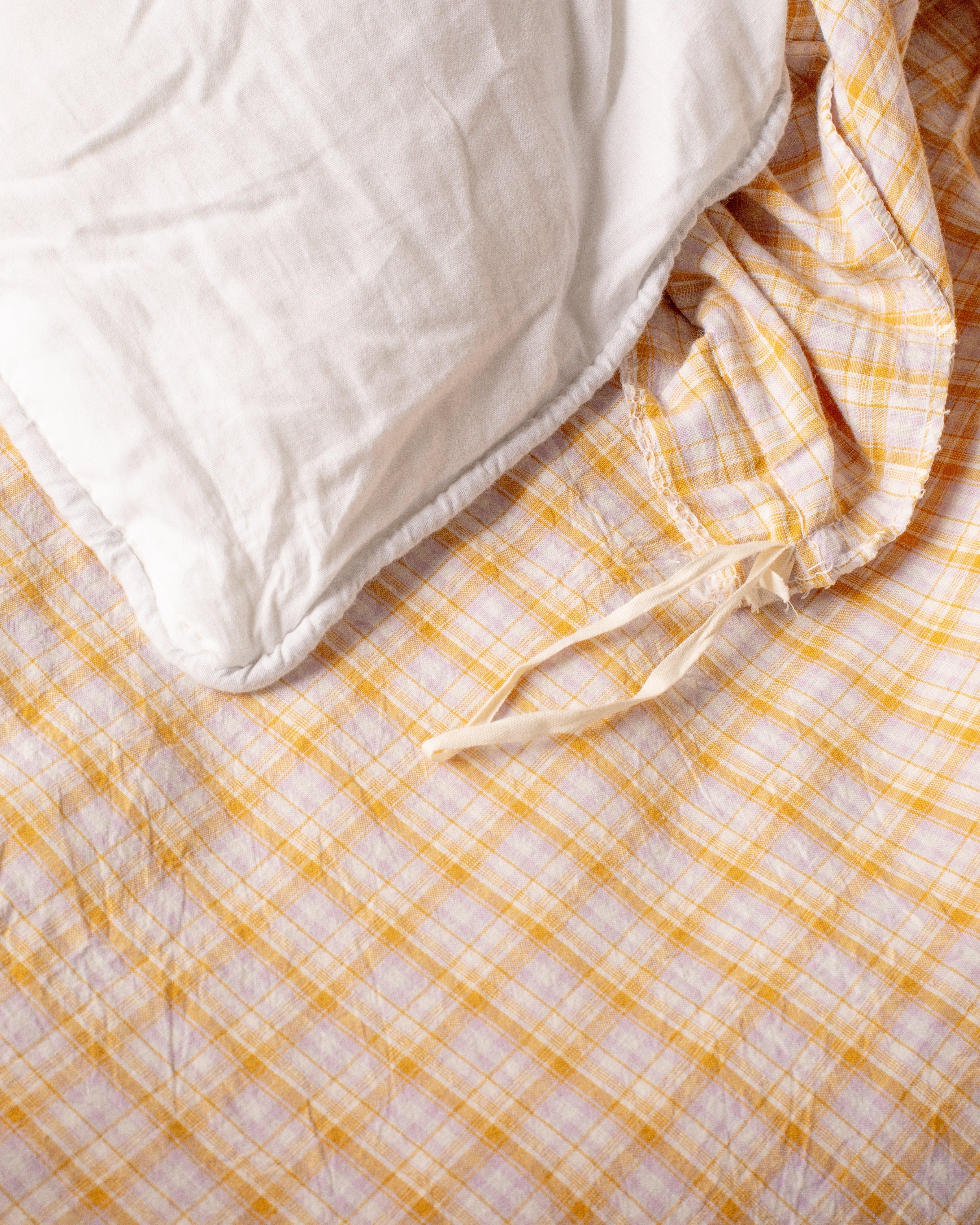 Cotton Check Duvet - Limoncello