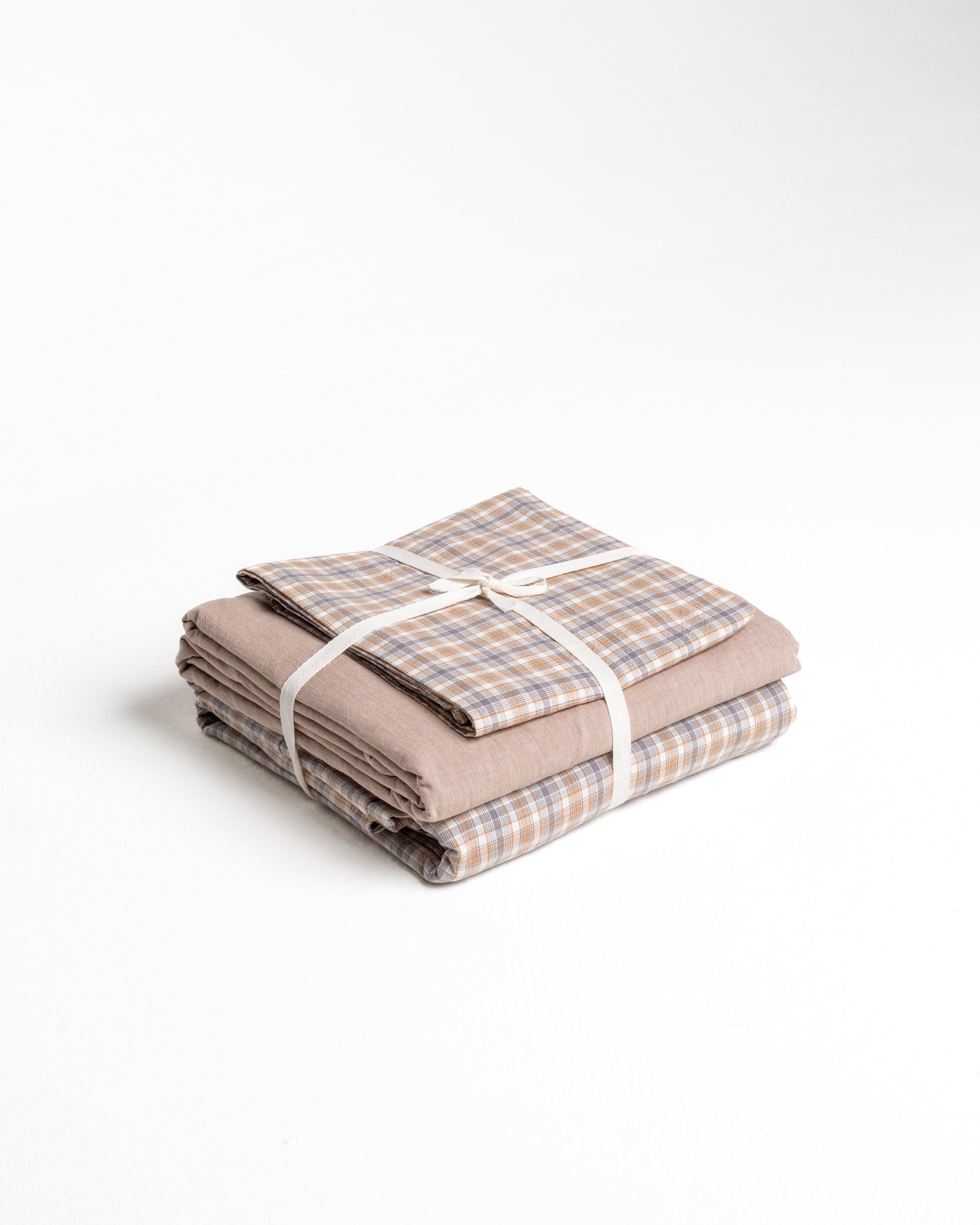 Checkered Duvet Set - Mocha