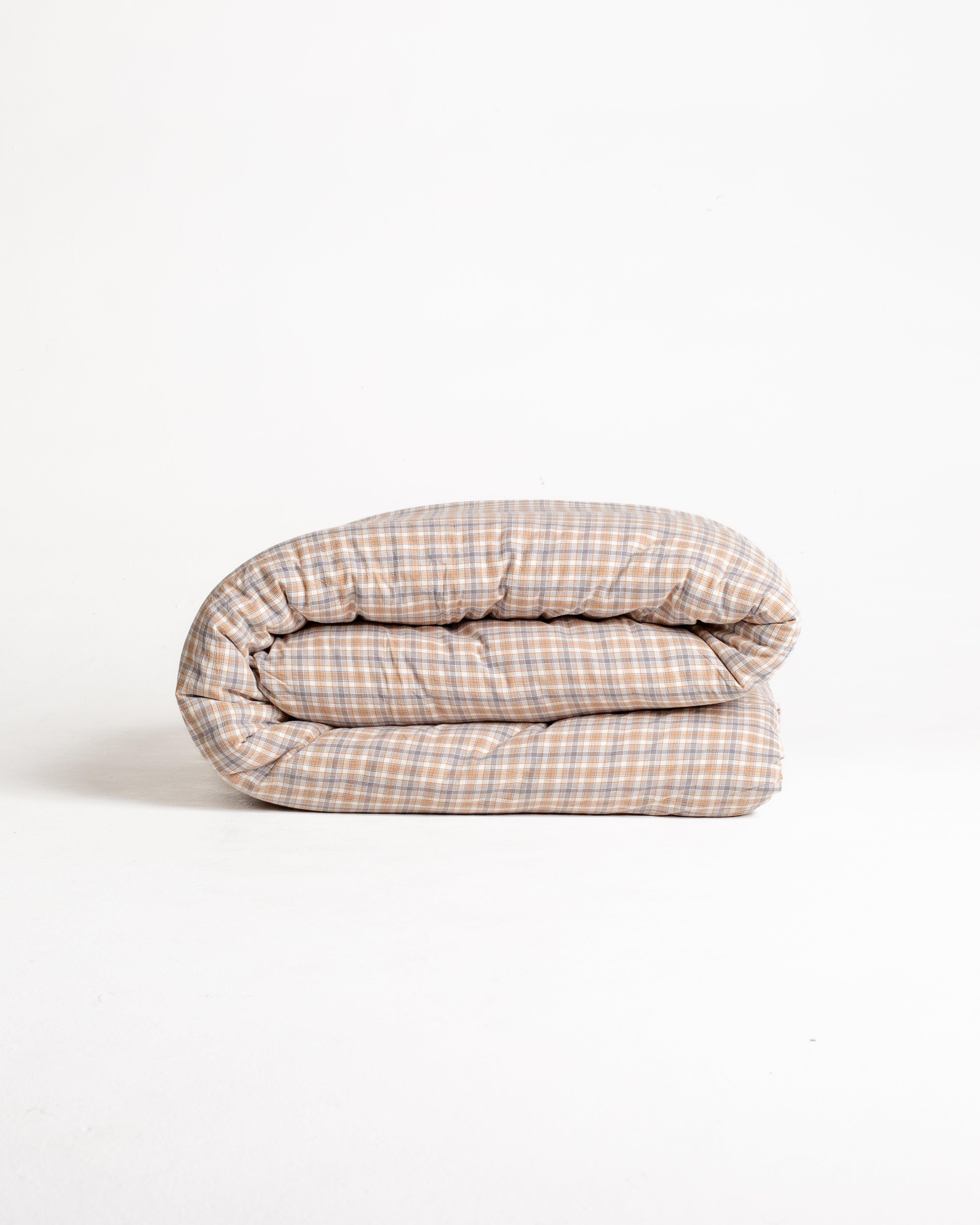 Cotton Checkered Duvet - Mocha
