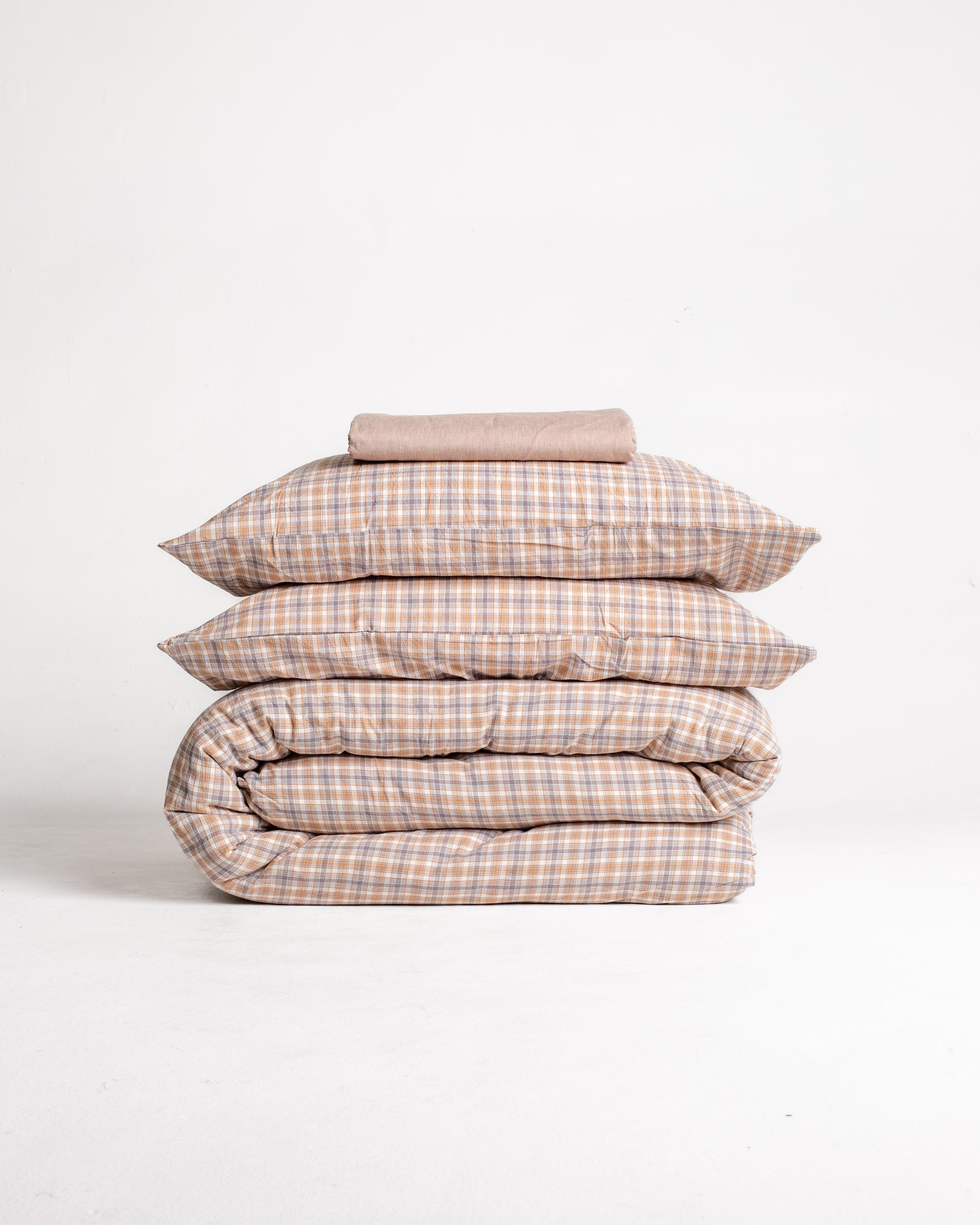 Checkered Duvet Set - Mocha