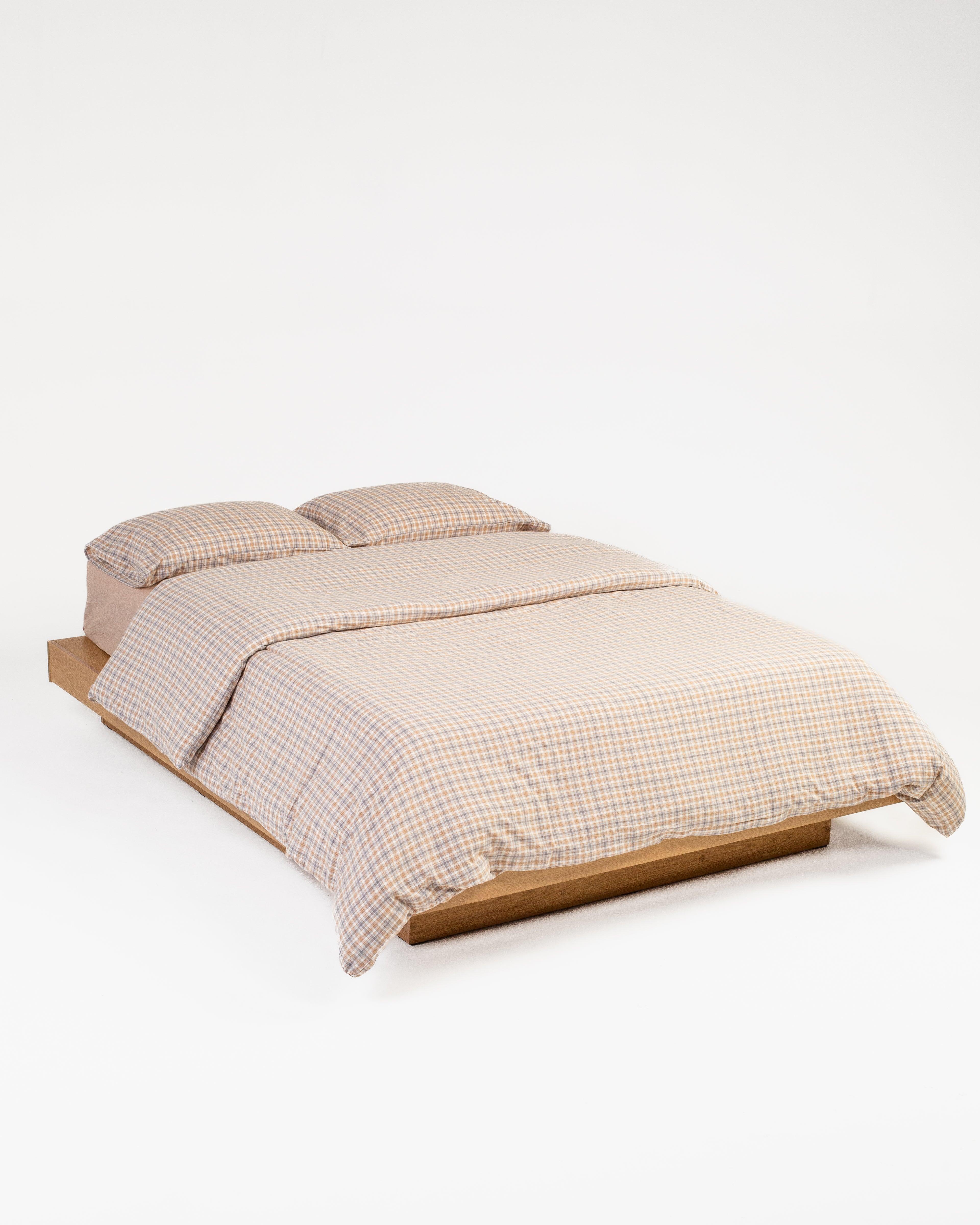 Cotton Checkered Duvet - Mocha