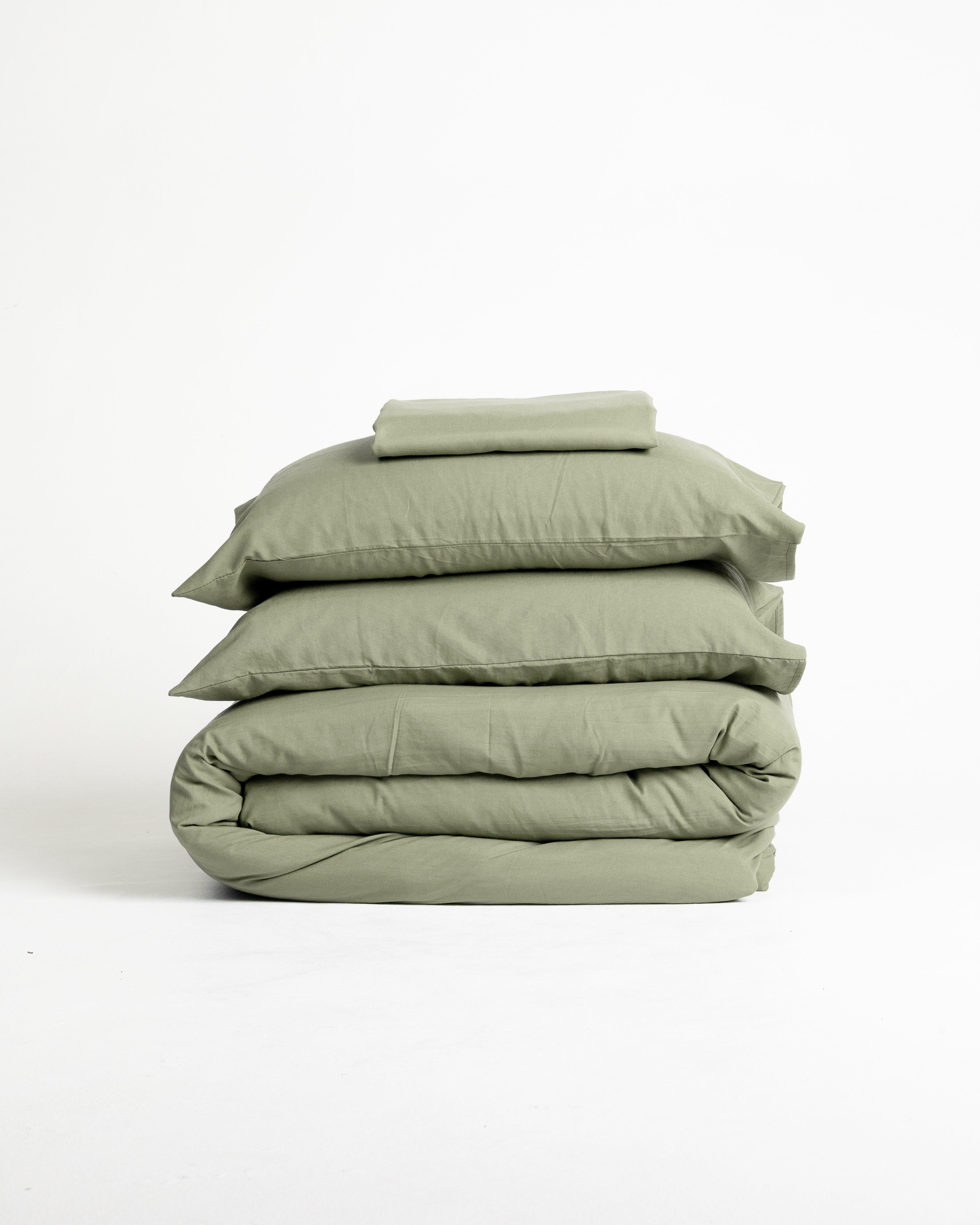 Solid Washed Duvet Set - Matcha