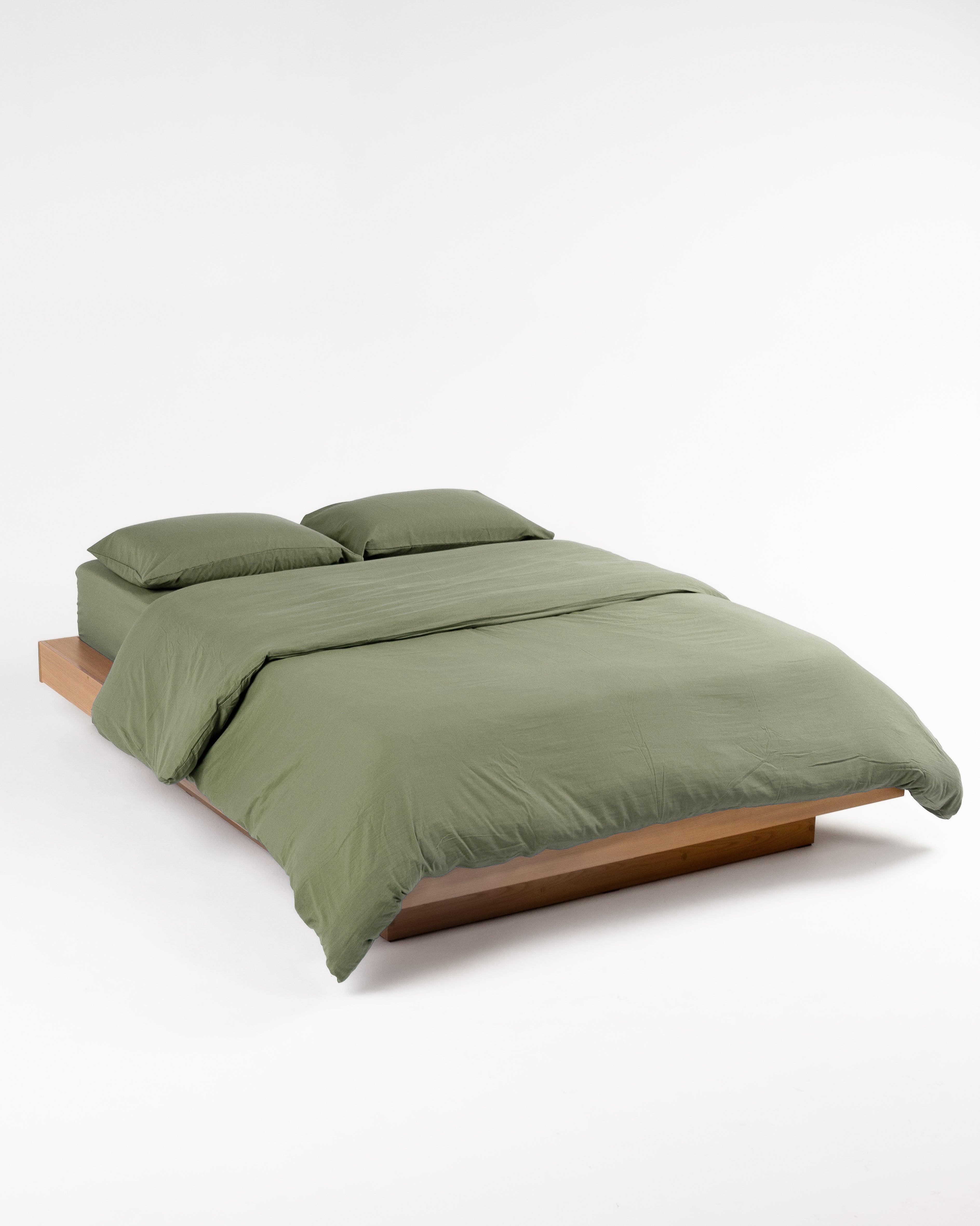Solid Washed Duvet Set - Matcha