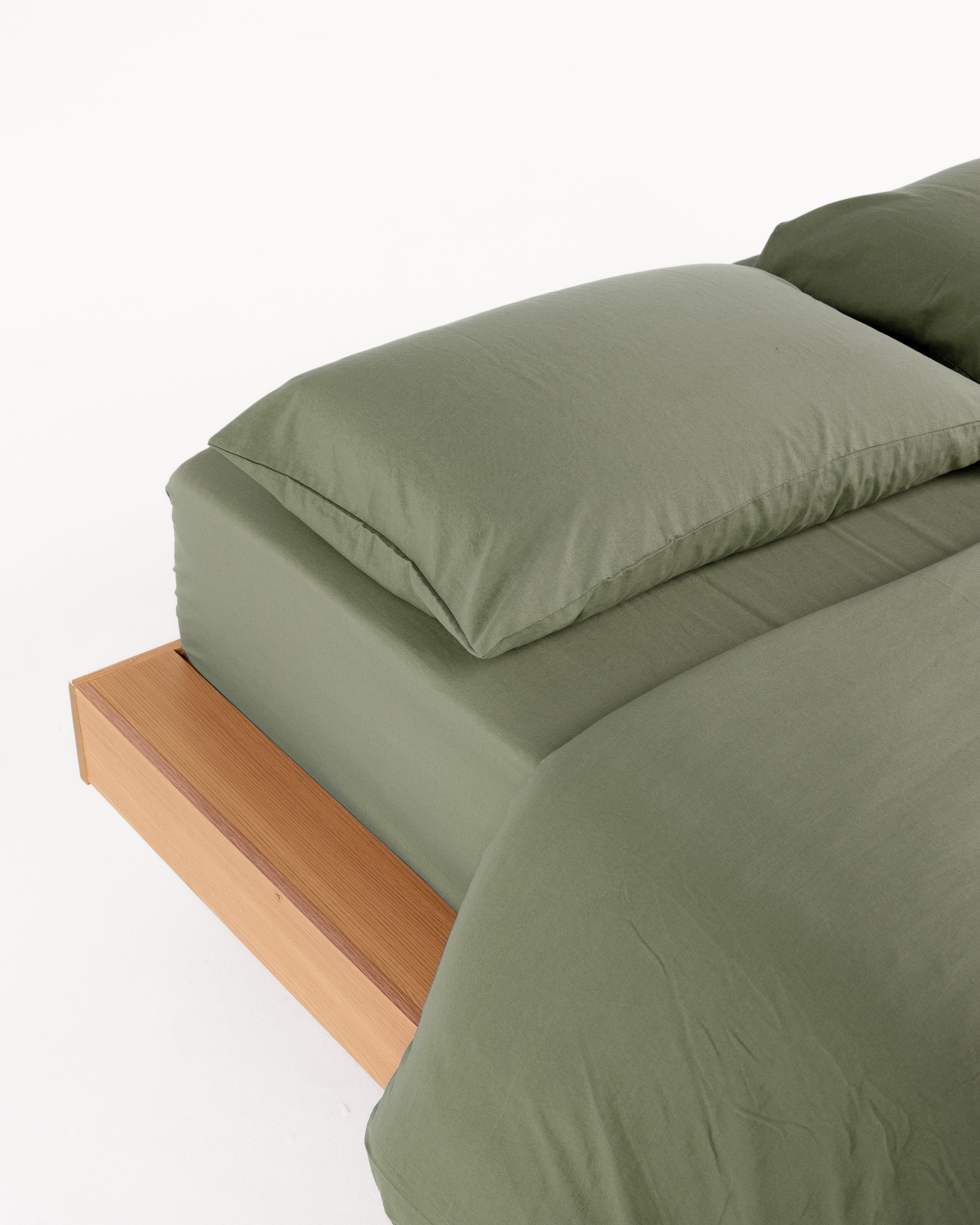 Solid Washed Duvet Set - Matcha