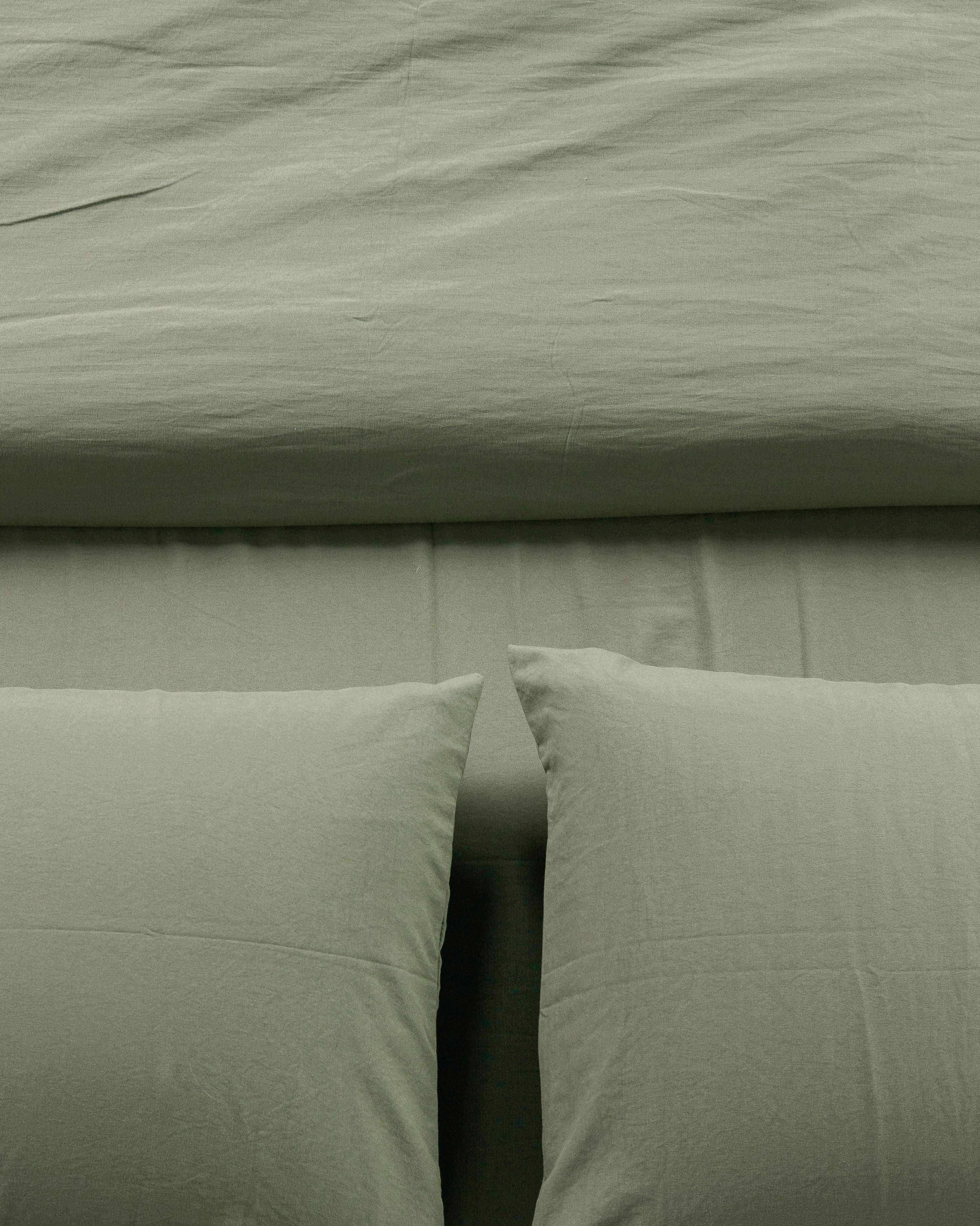 Solid Washed Duvet Set - Matcha